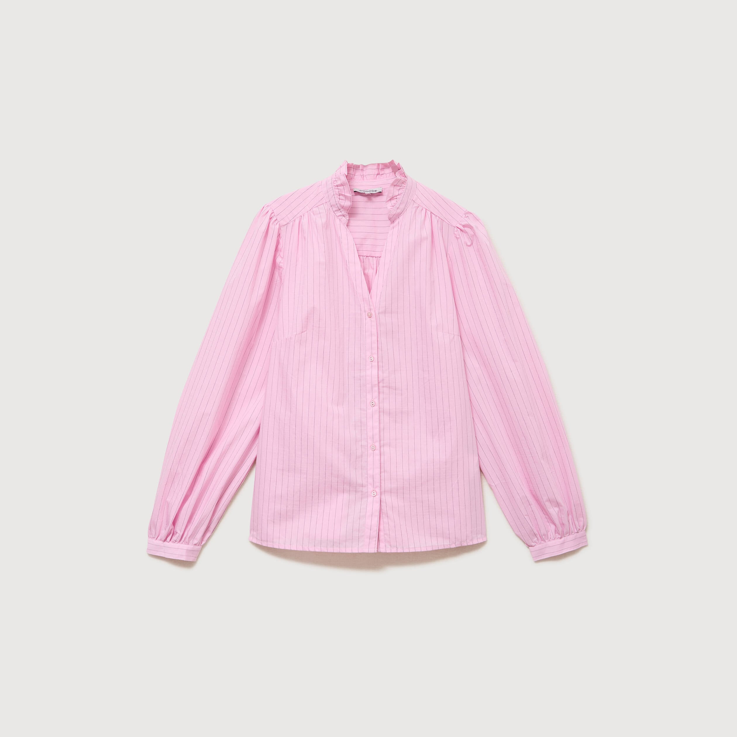 Chemise droite manches longues rose clair femme
