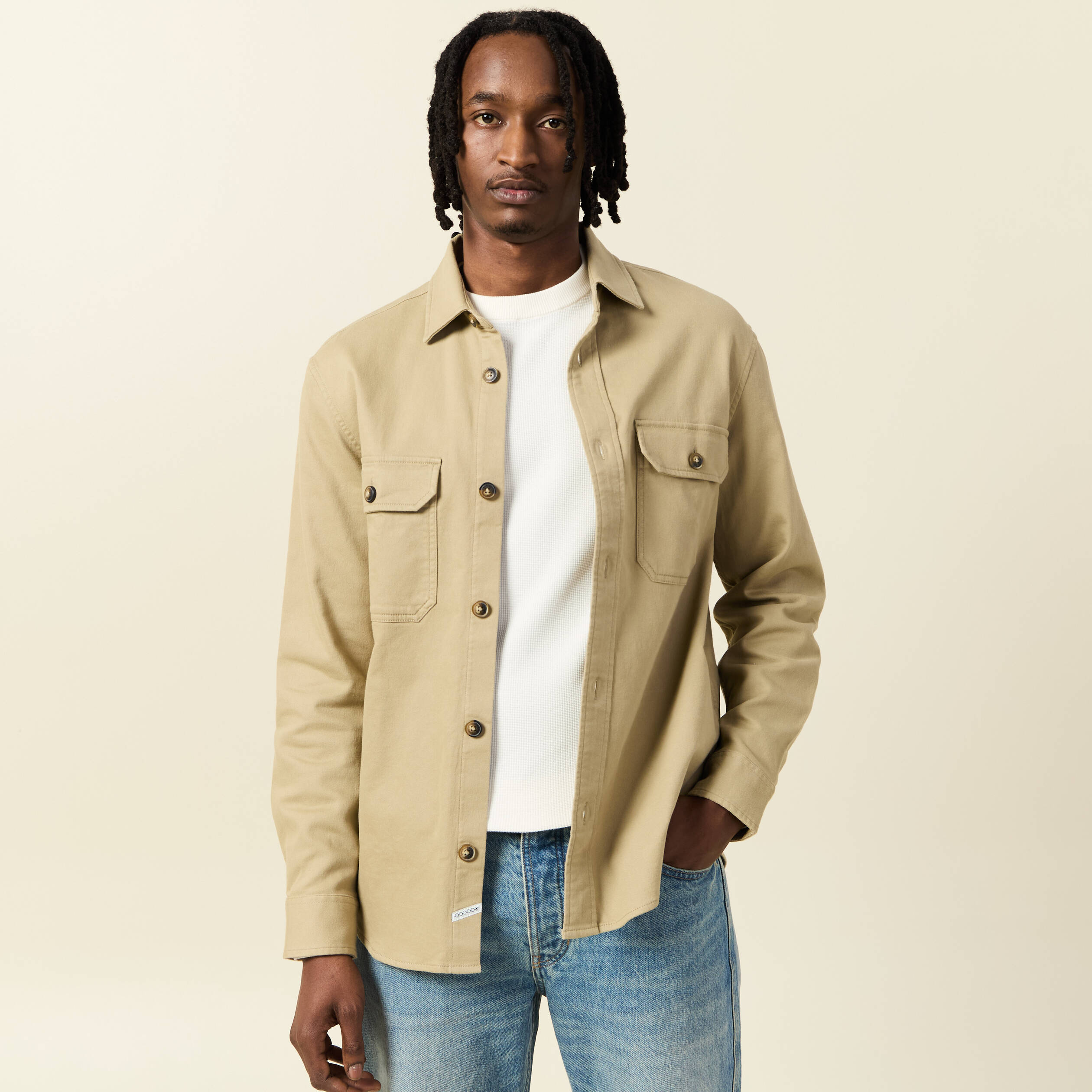 Surchemise manches longues taupe homme