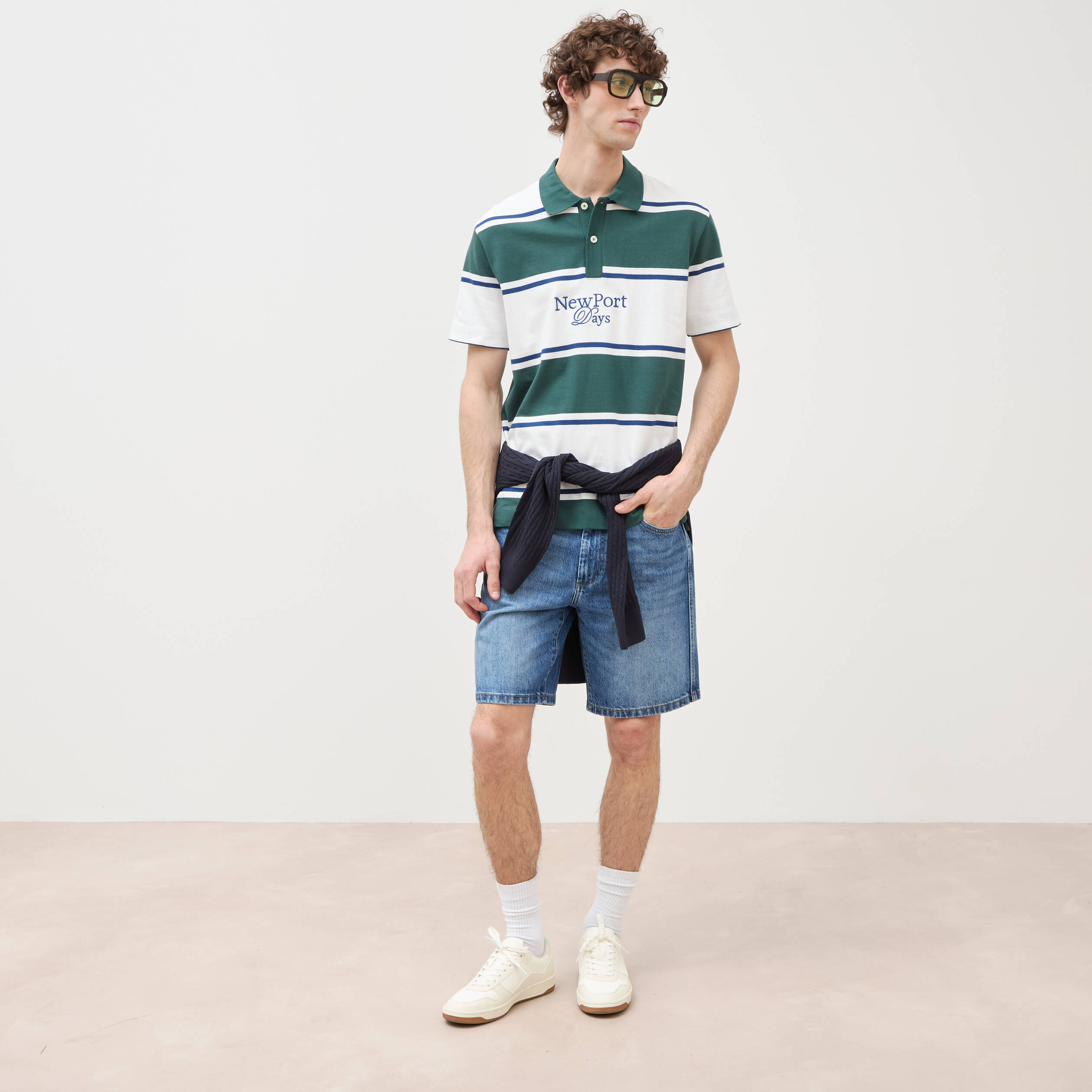 Polo ray&eacute; coupe ample manches courtes blanc homme