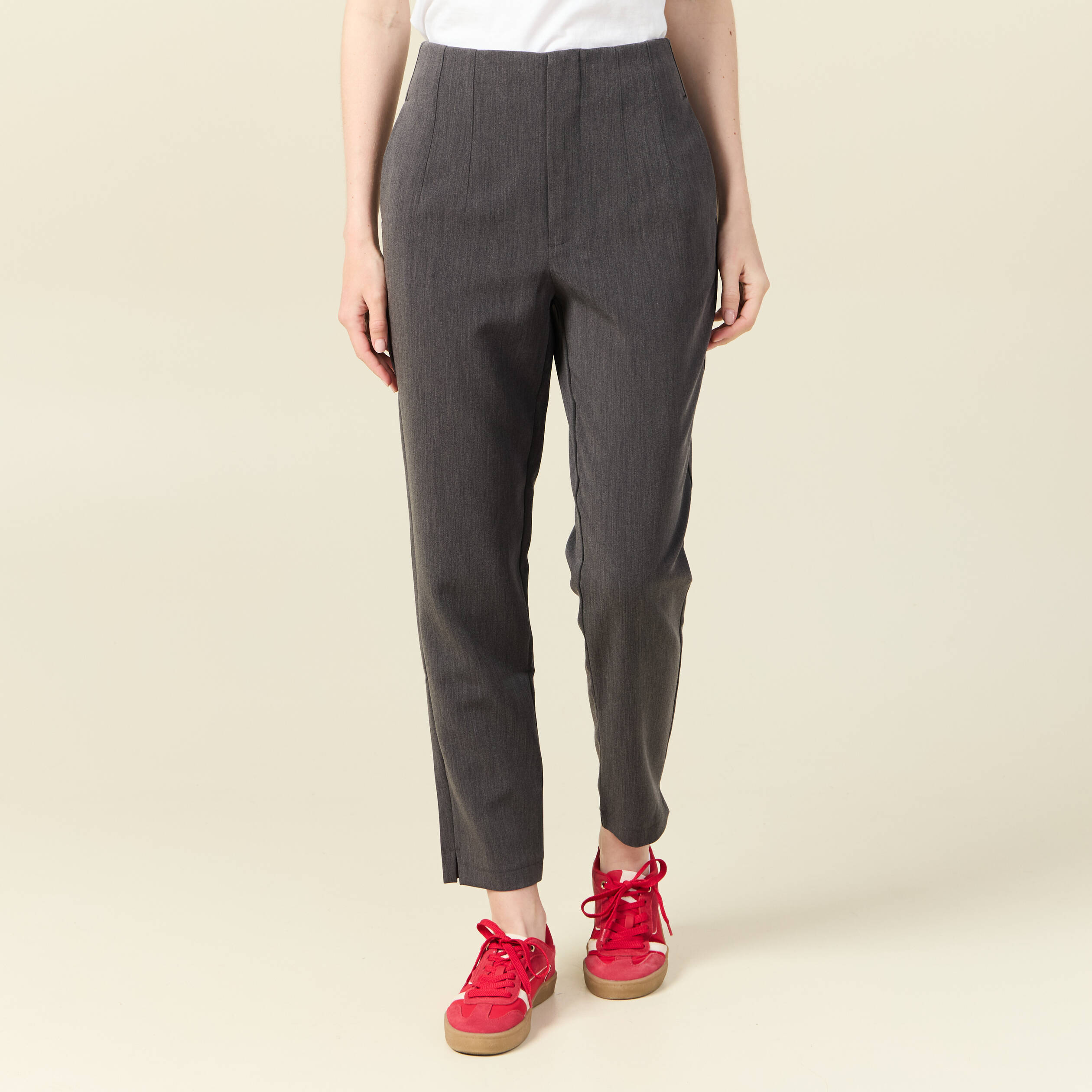 pantalon cigarette gris femme Pantalon cigarette gris femme