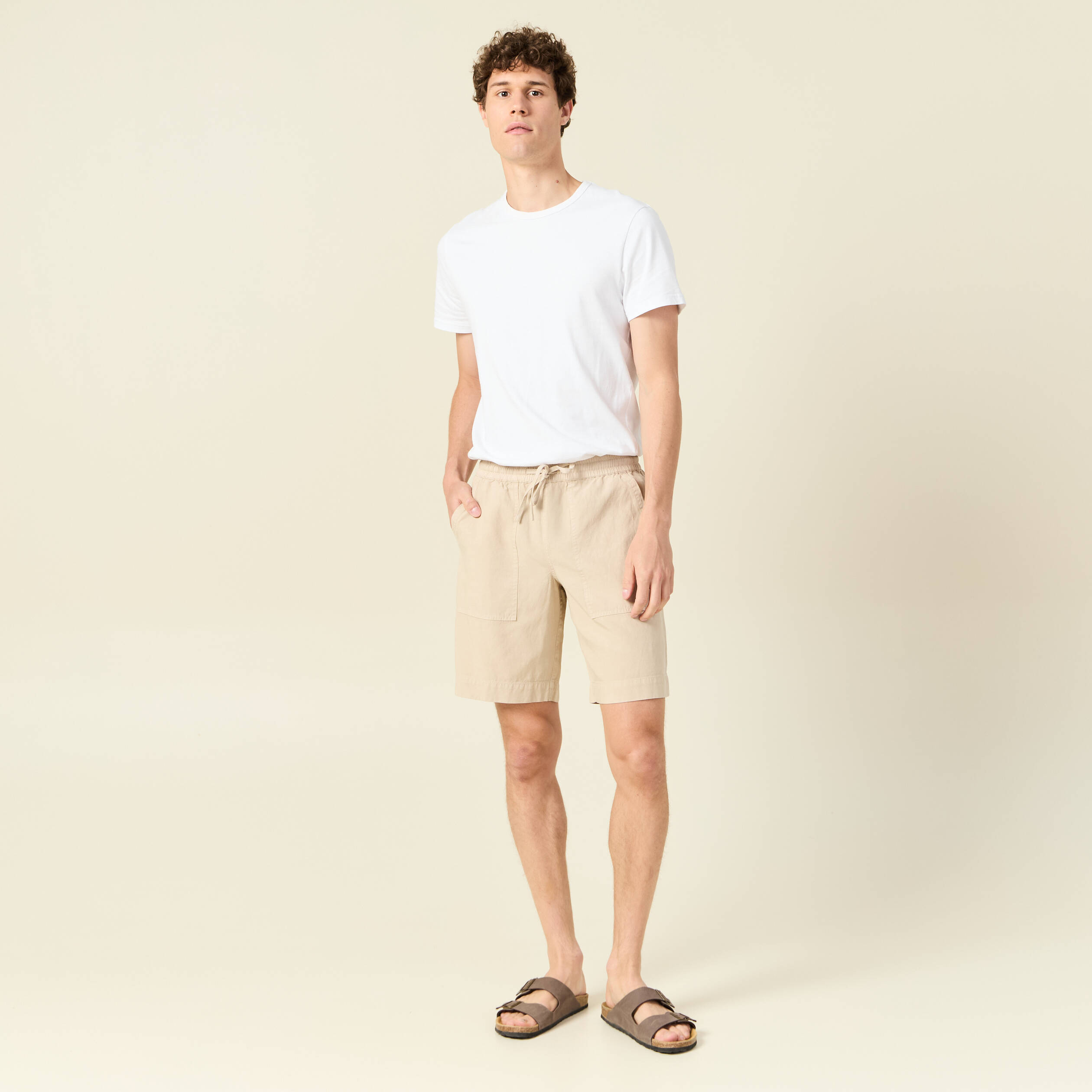 short droit a coulisse sable homme Short droit à coulisse sable homme