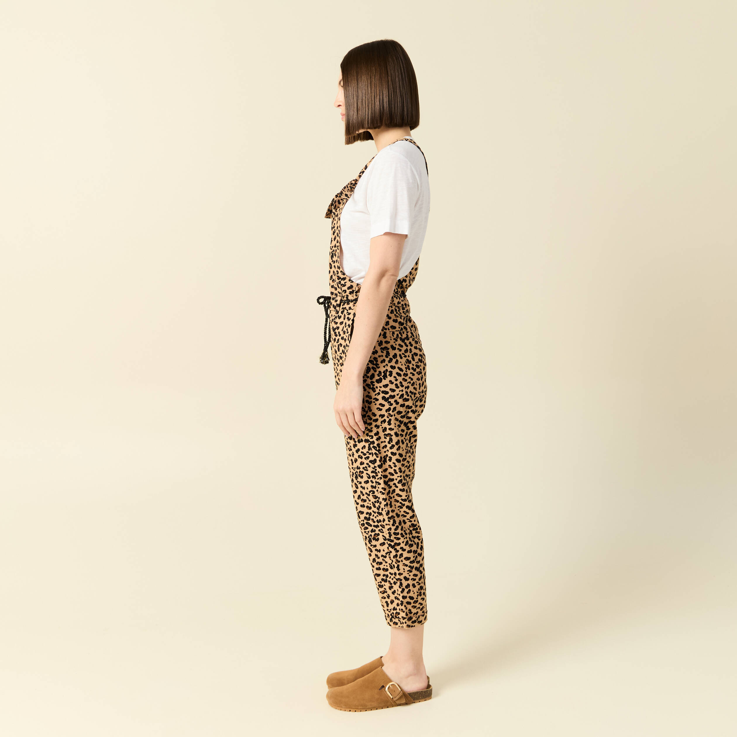 Salopette droite 7/8&egrave;me camel femme