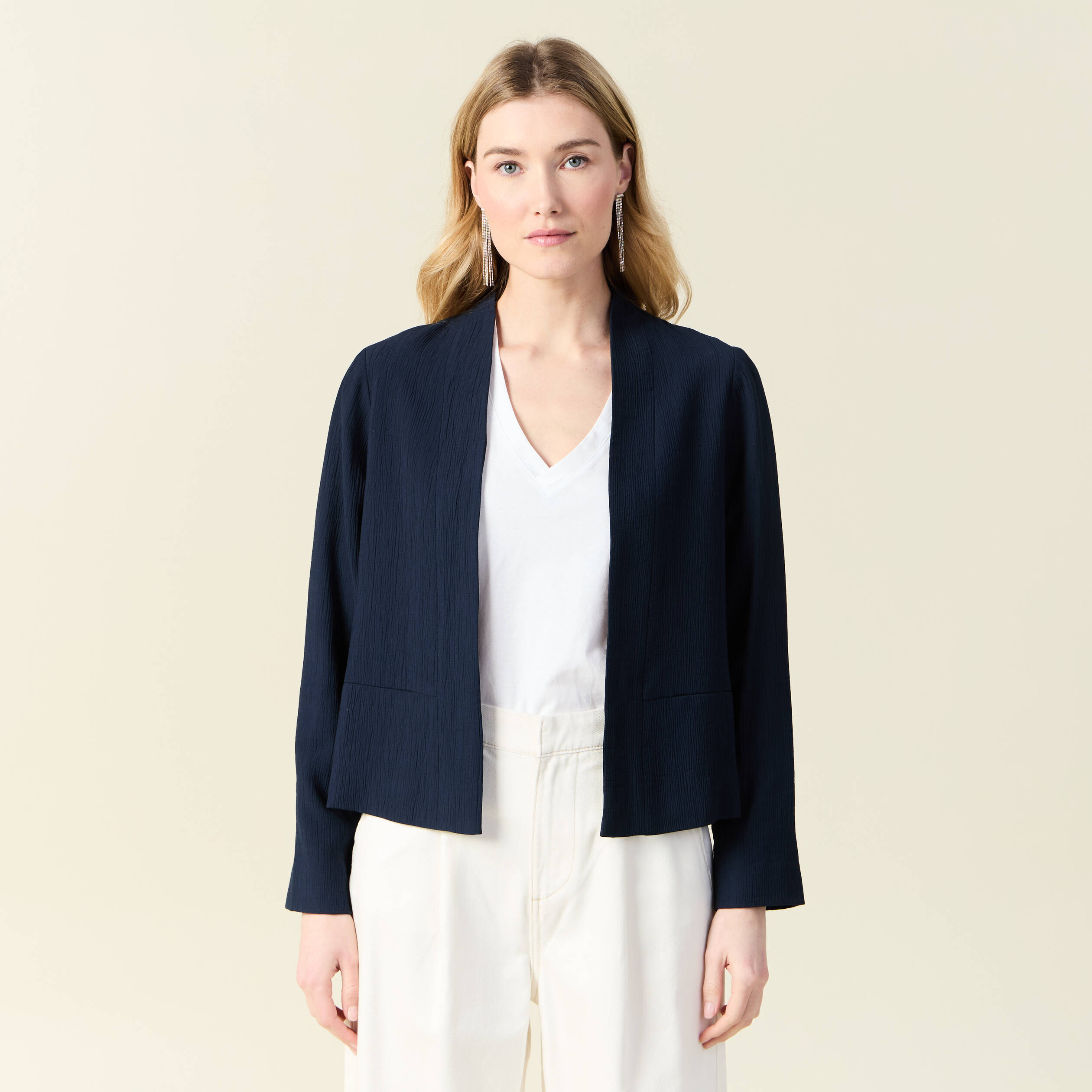 Veste esprit blazer fluide bleu marine femme