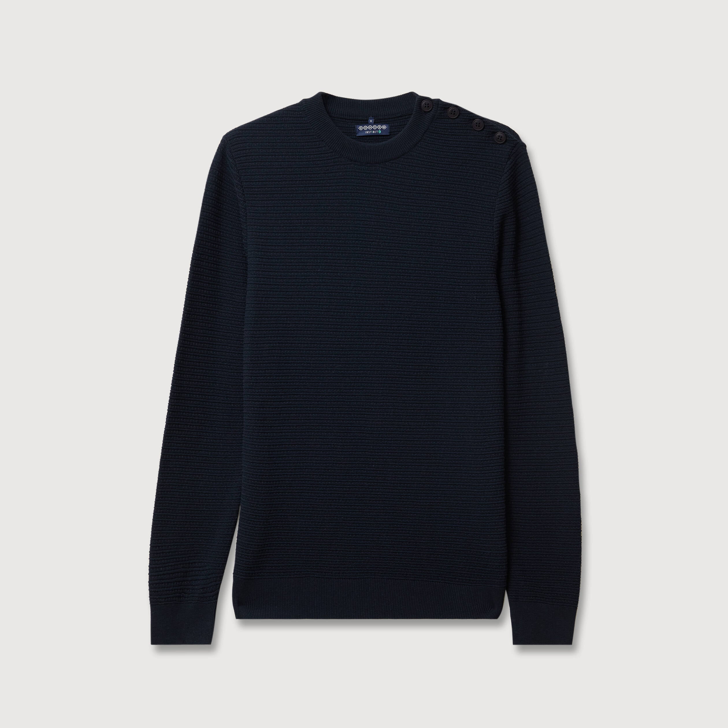 Pull col rond manches longues bleu marine homme