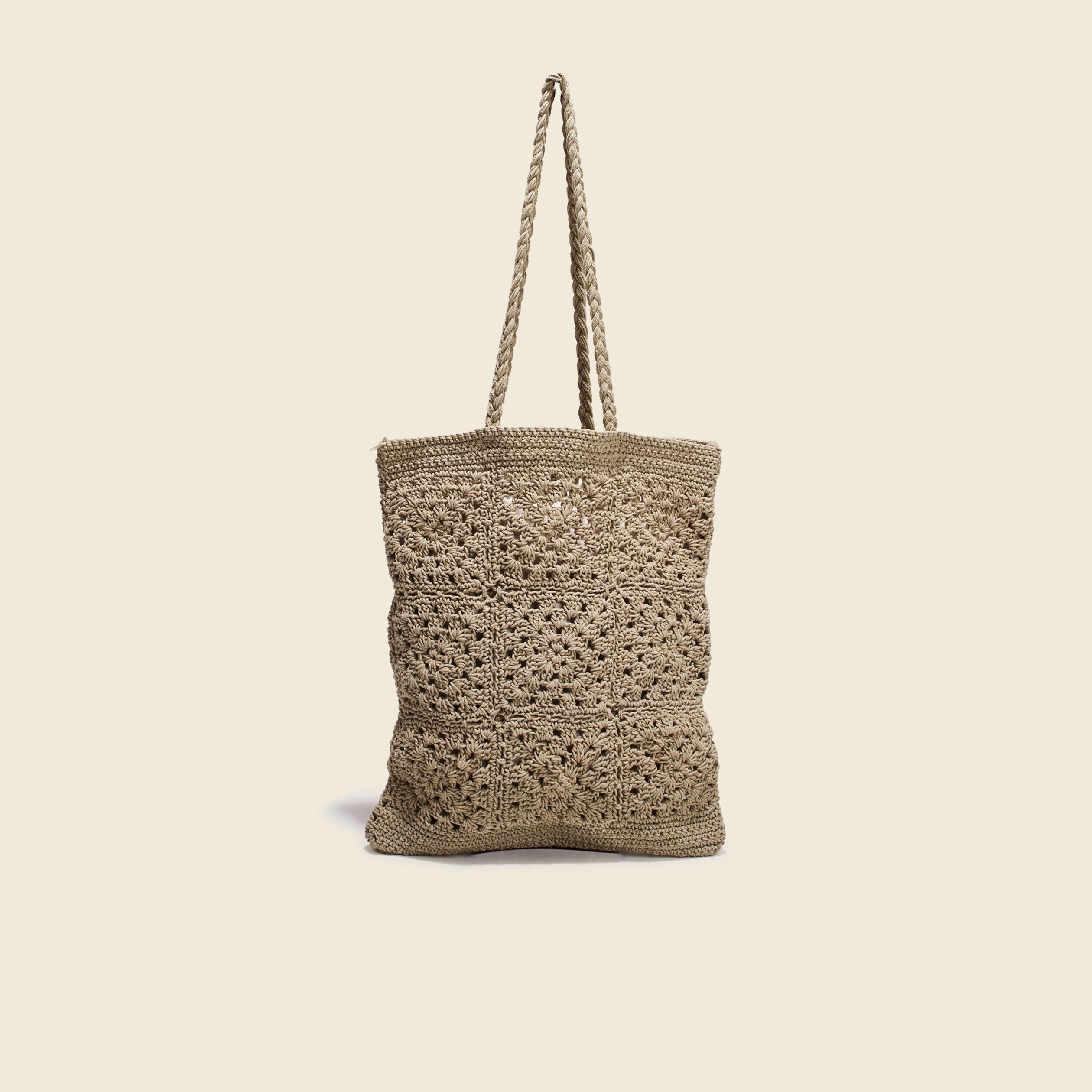 Sac cabas crochet vert kaki femme