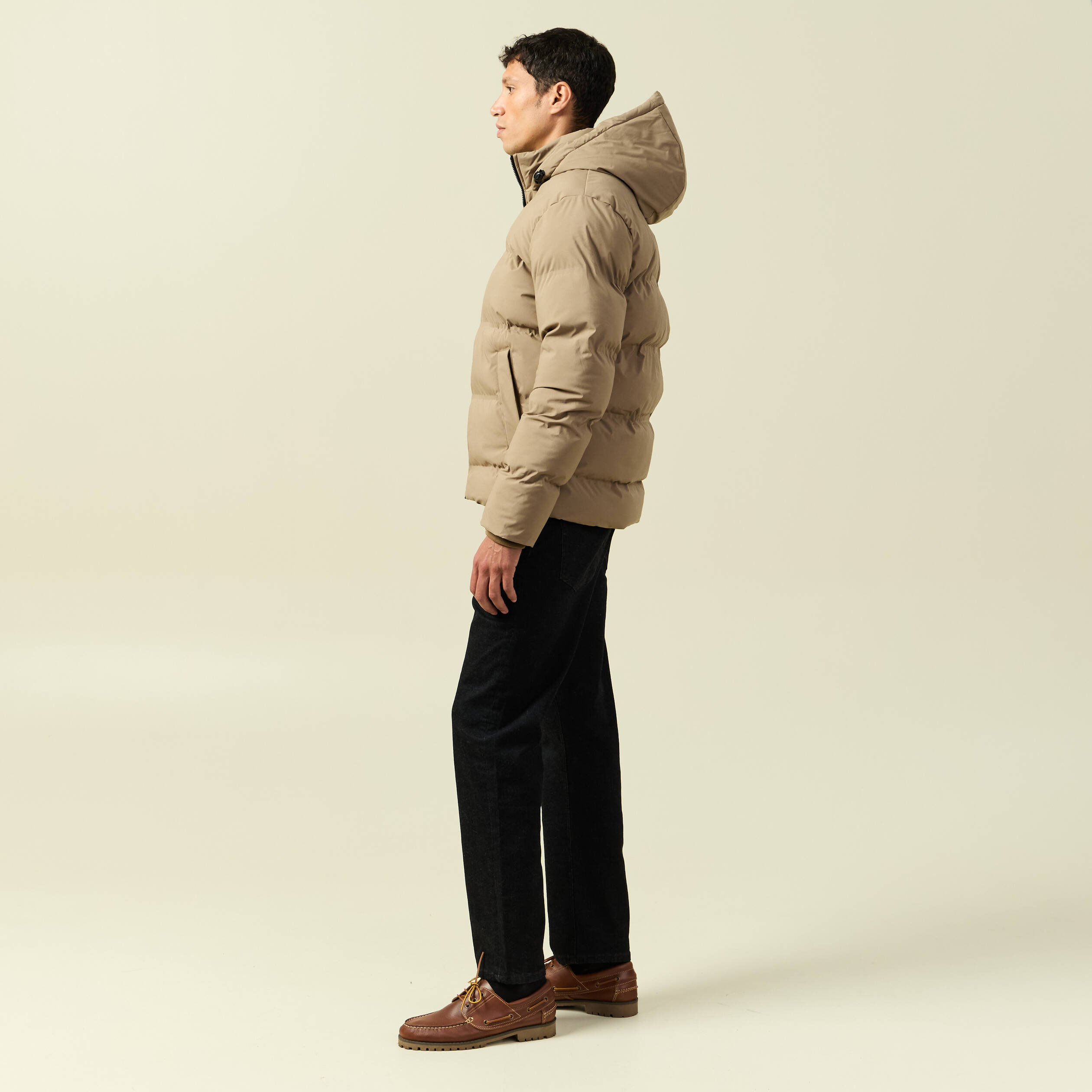 Doudoune avec capuche taupe homme