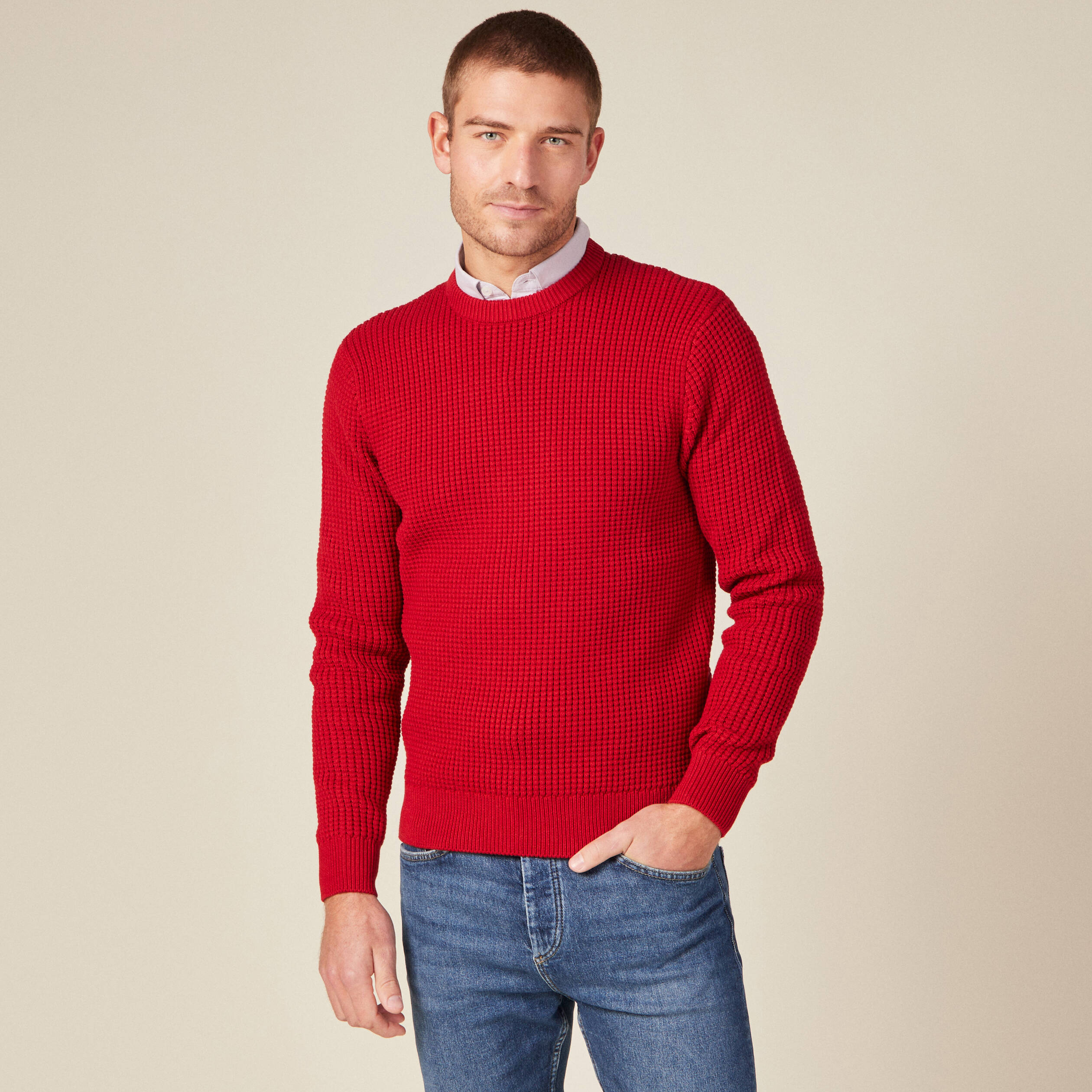 pull eco responsable rouge fonce homme Pull éco-responsable rouge foncé homme
