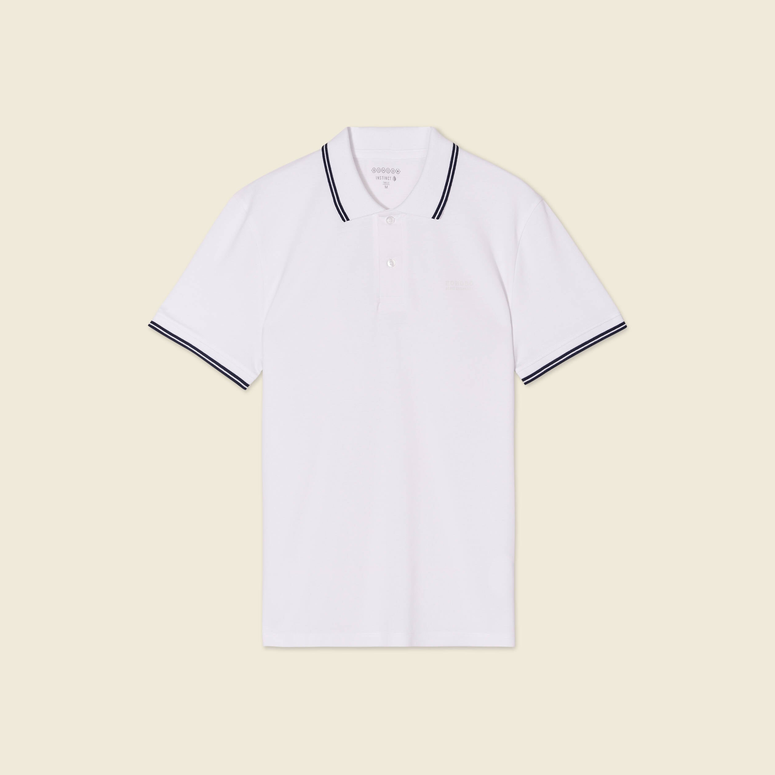 Polo cintr&eacute; en coton manches courtes blanc homme