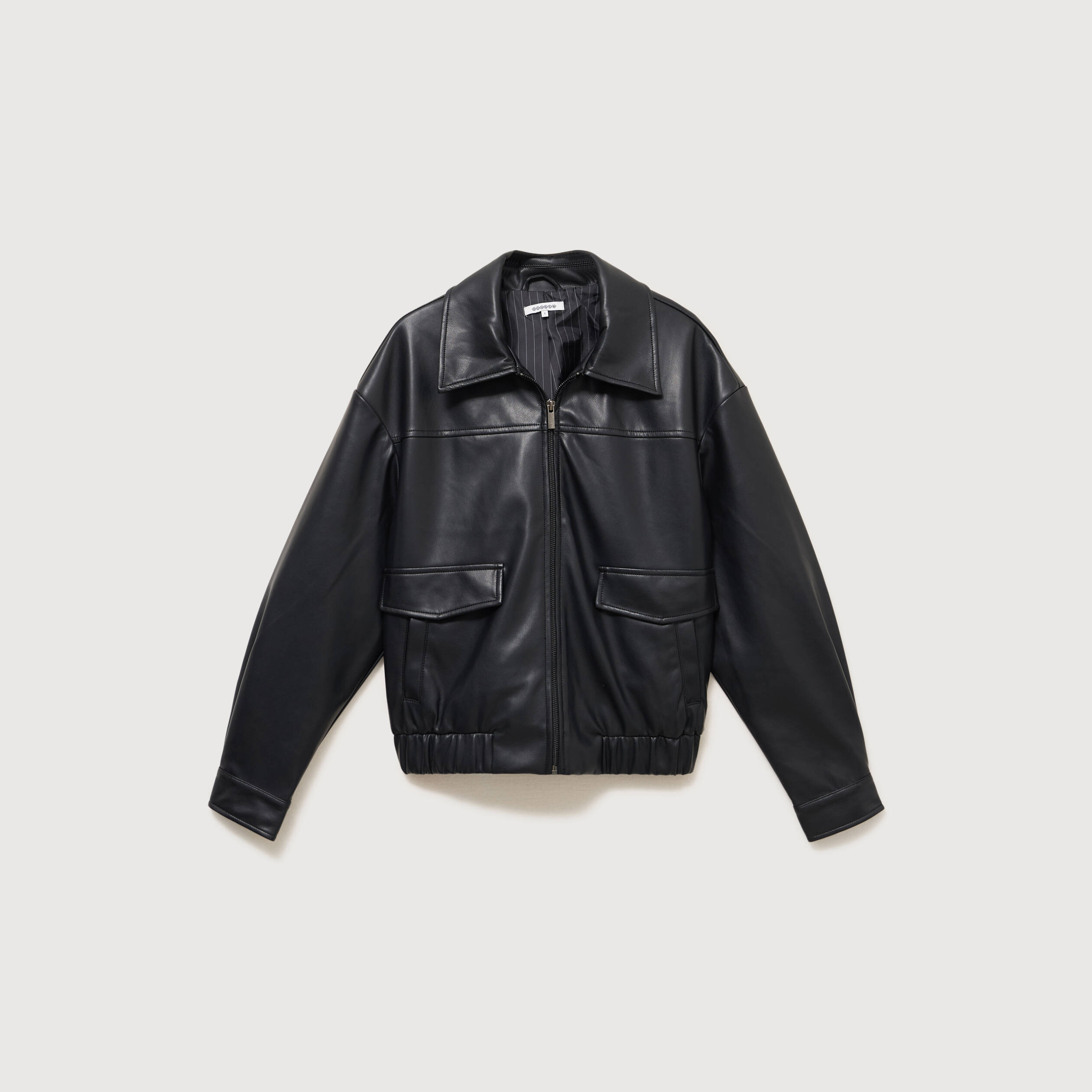Blouson oversize manches longues noir femme