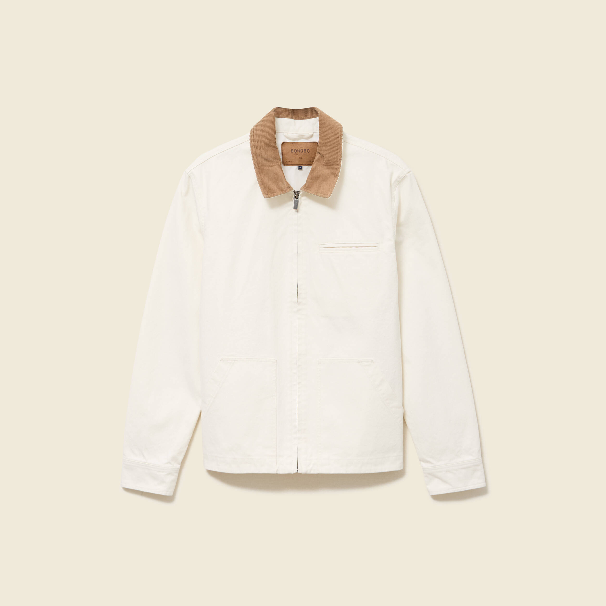 Blouson manches longues en coton ecru homme