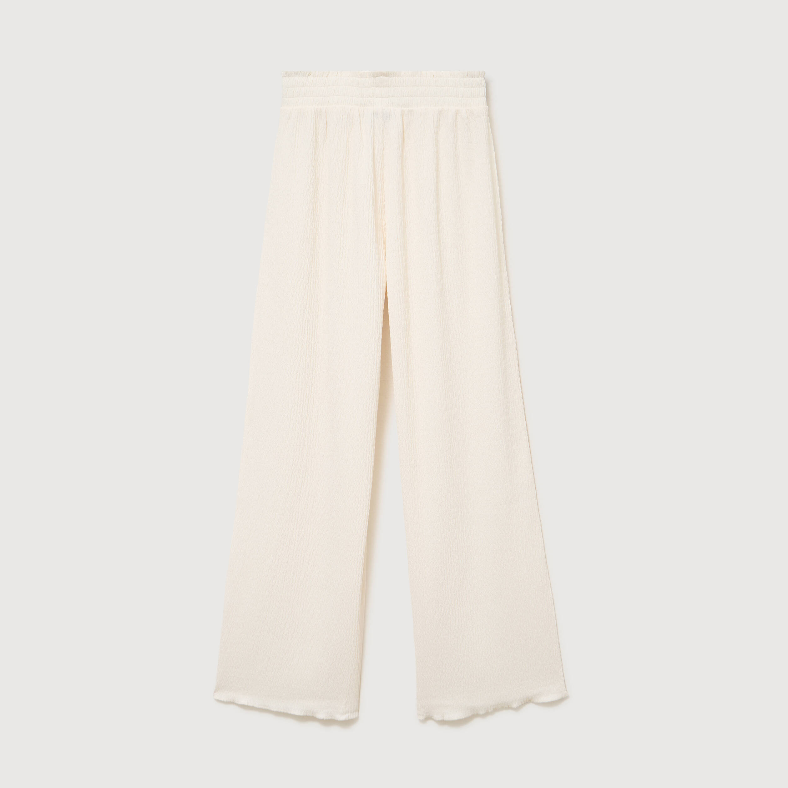 Pantalon loose avec ceinture creme femme