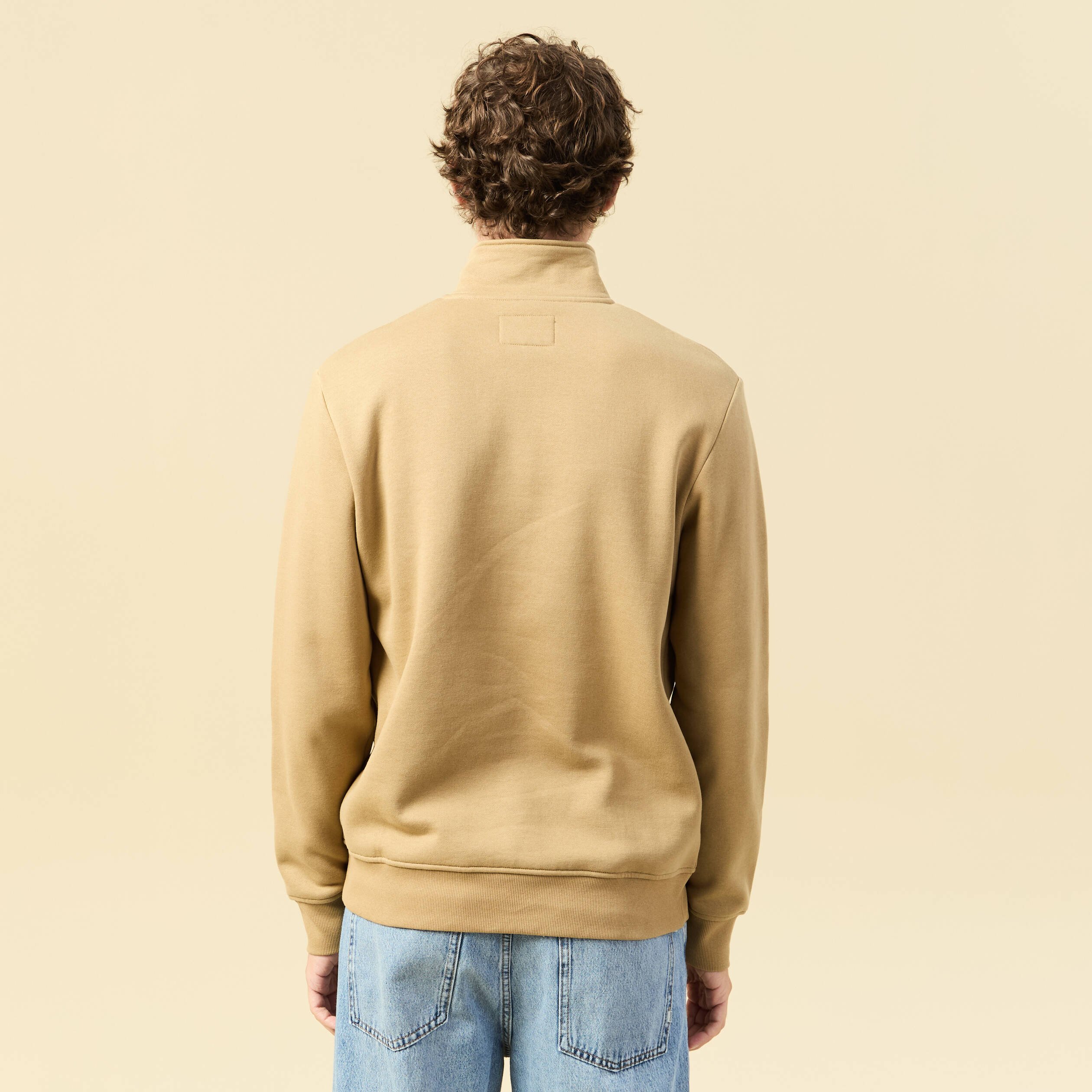Sweat-shirt Homme Col Zippé - Coupe Régulière, Poche, Tissu Doux, Pour Sport Et Quotidien