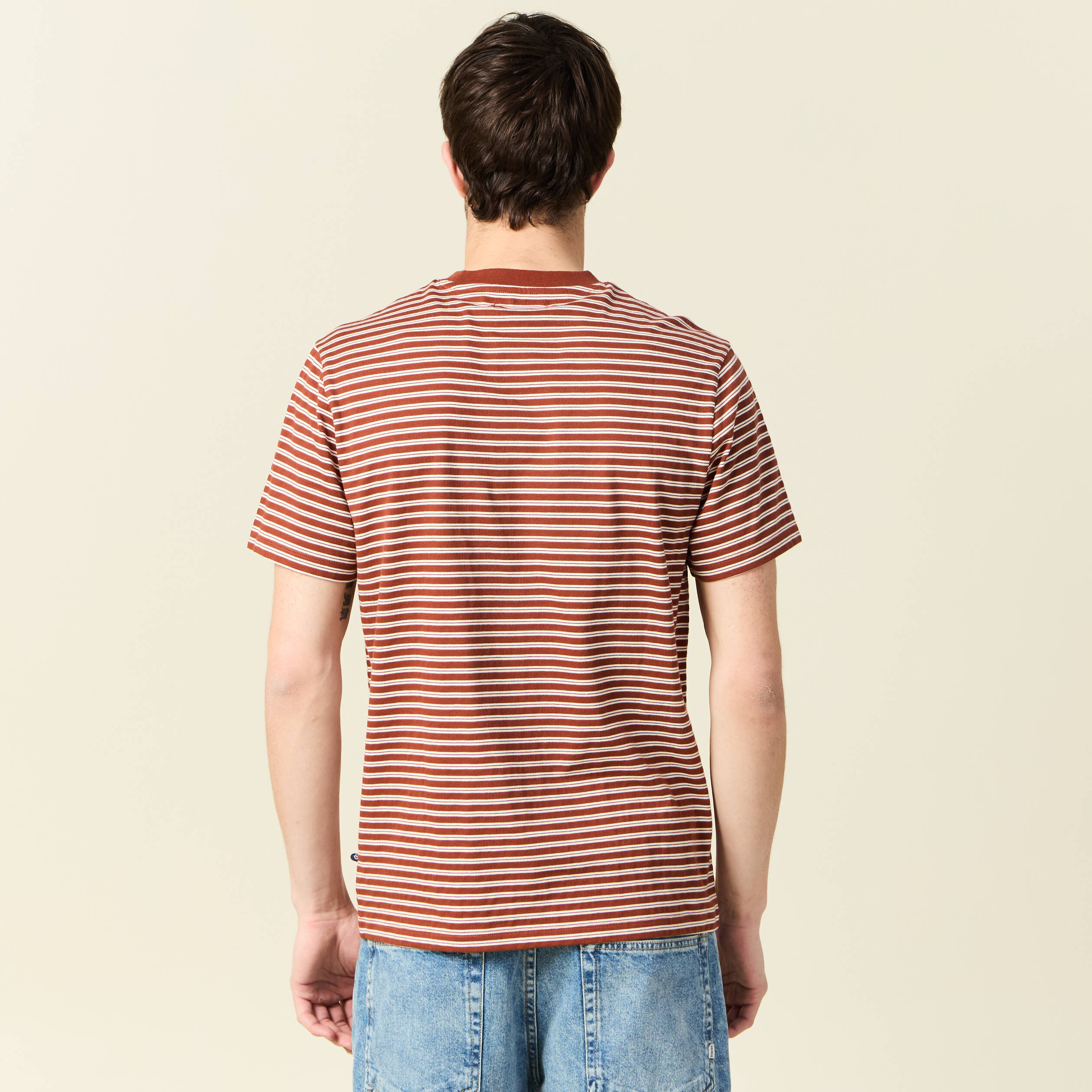 T-shirt manches courtes marron cognac homme