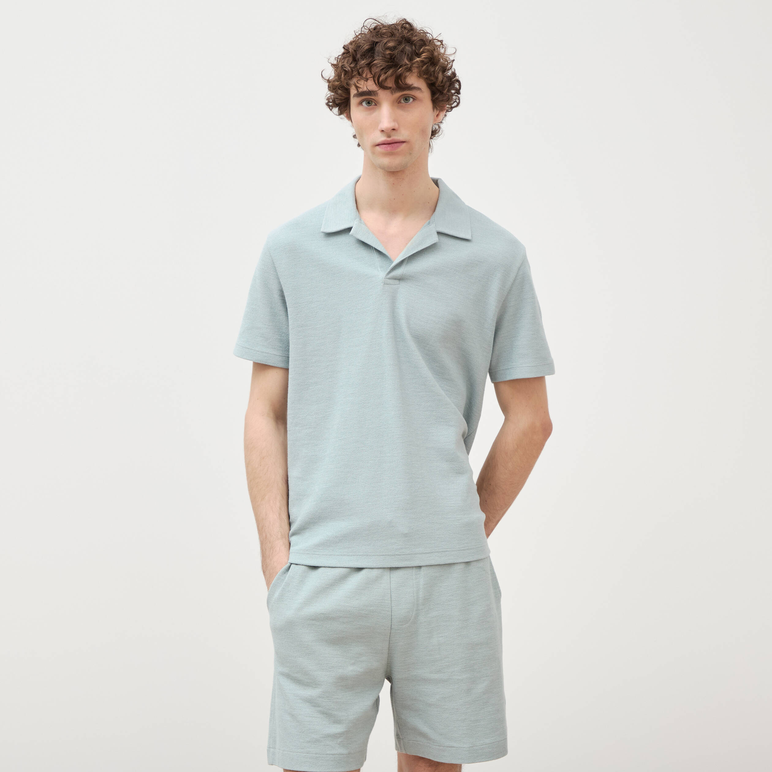 Polo manches courtes vert clair homme