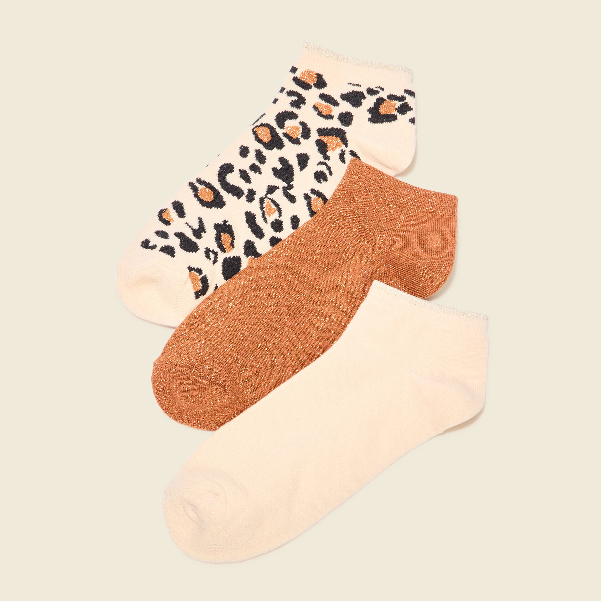 Lot 3 paires chaussettes marron cognac femme