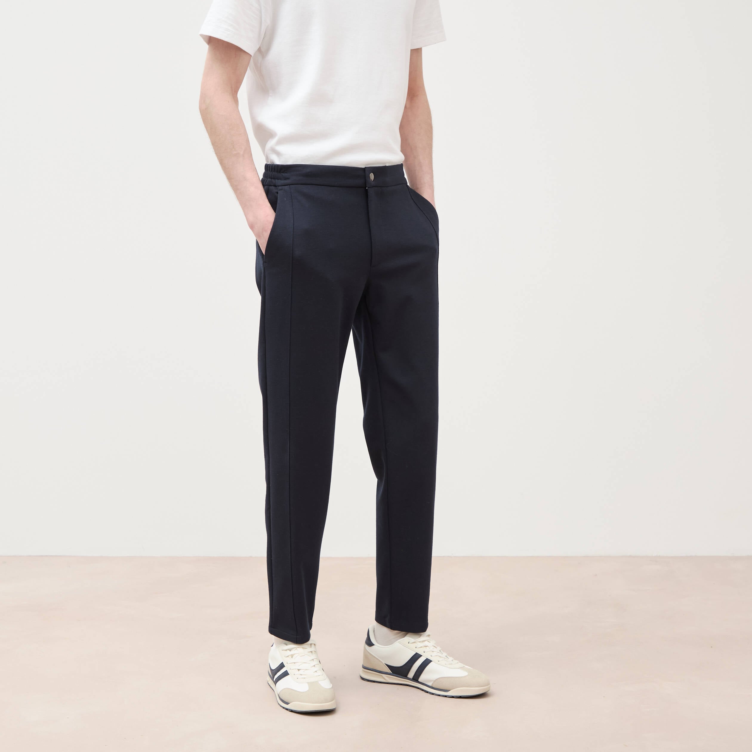 Pantalon droit longueur 32 bleu marine homme