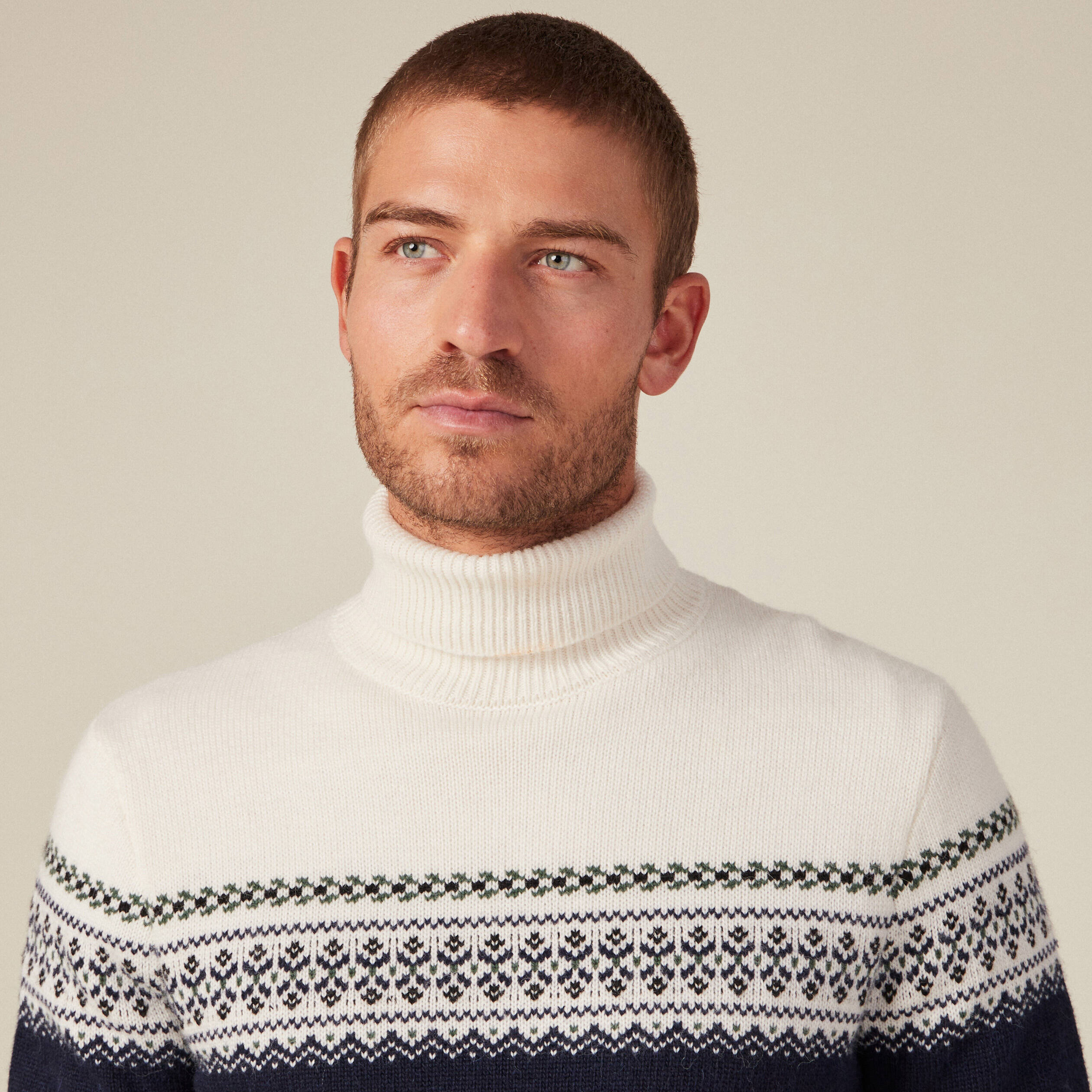 Pull manches longues vert kaki homme