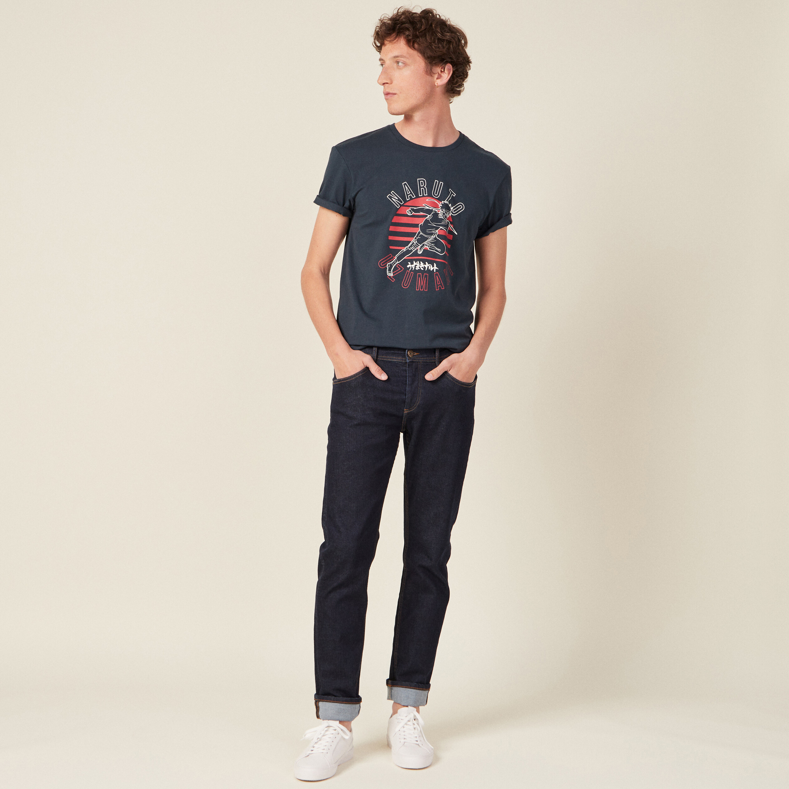 T-shirt manches courtes Naruto bleu marine homme