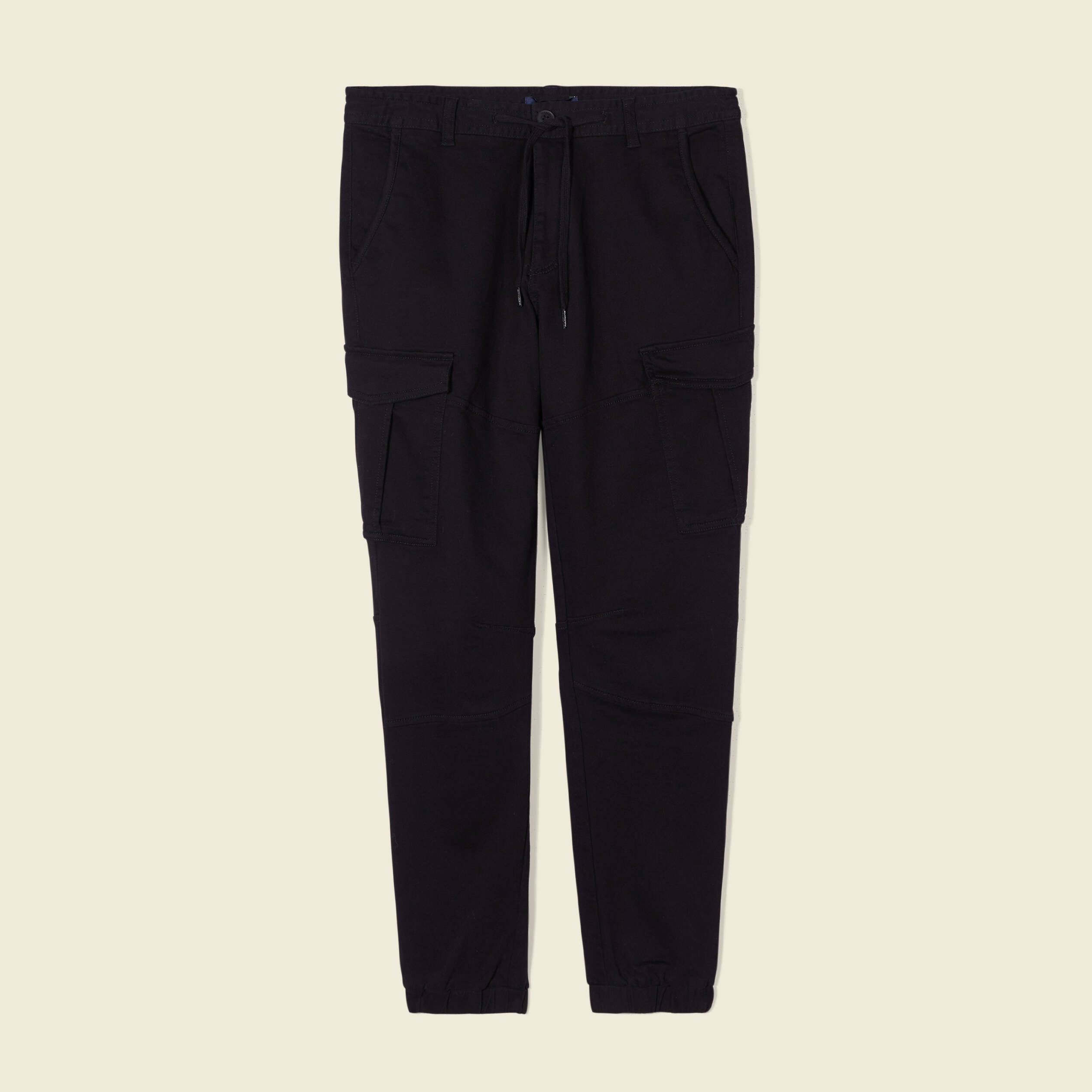 pantalon cargo taille a cordon noir homme Pantalon cargo taille à cordon noir homme