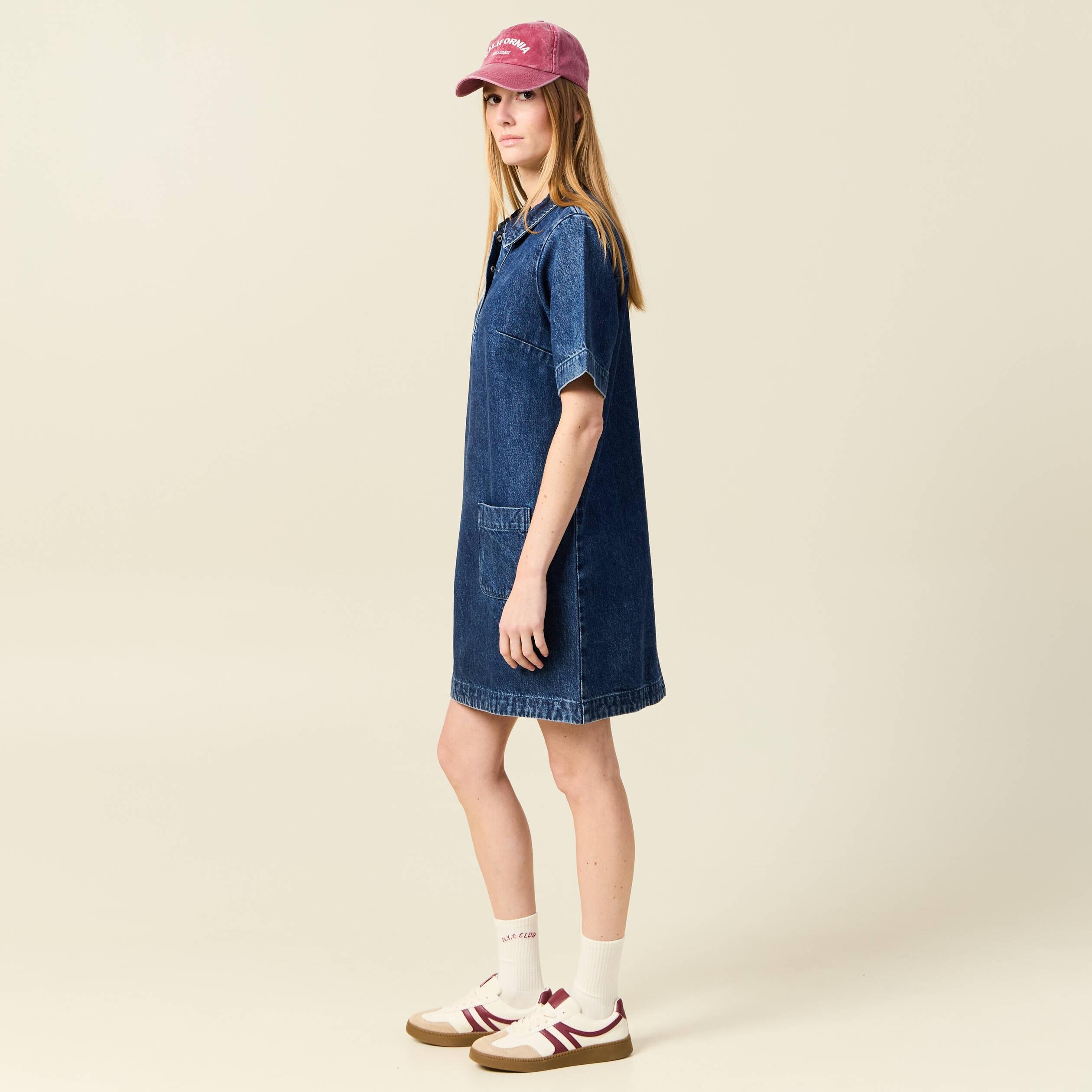 Robe jeans manches courtes denim stone femme