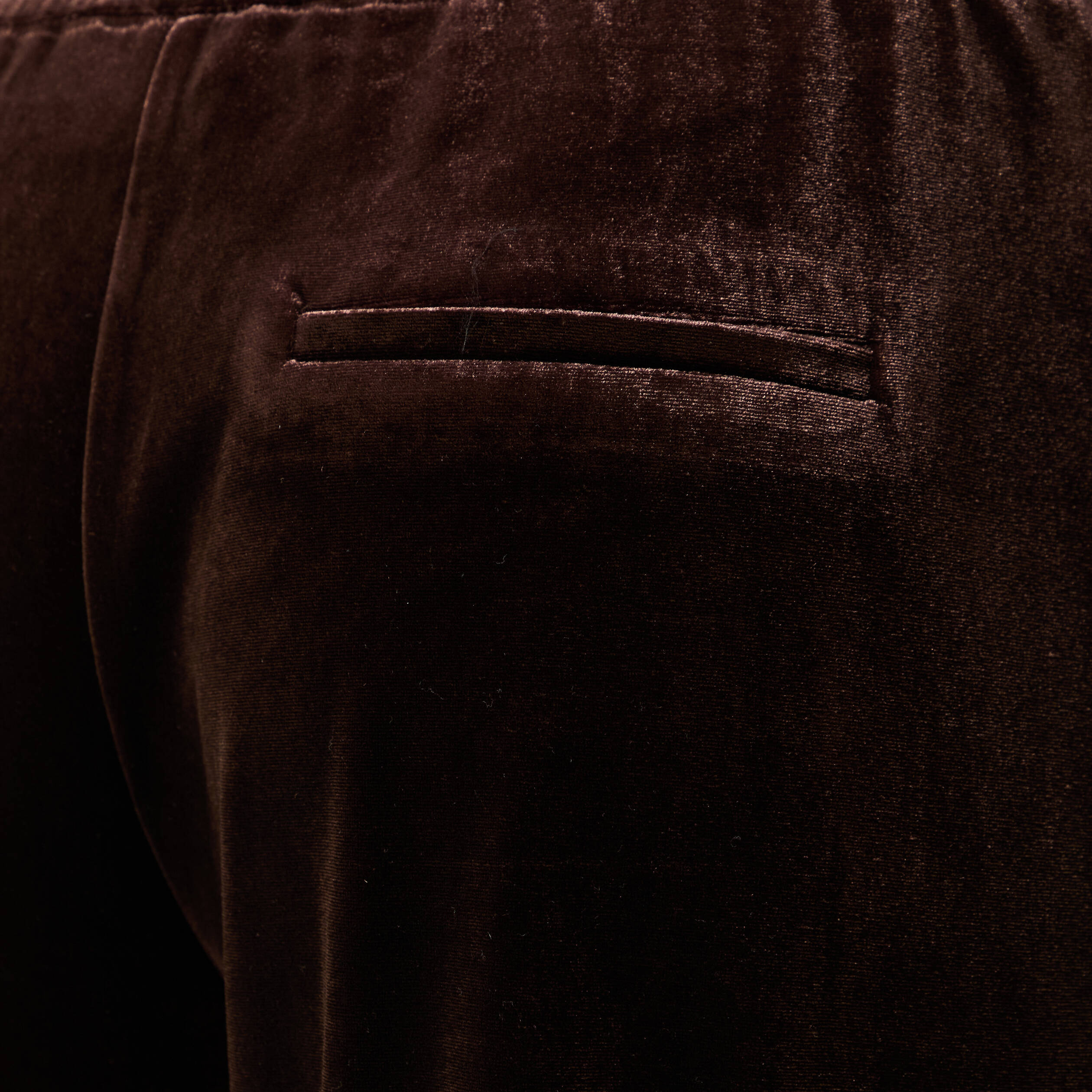 Pantalon large taille haute en velours marron fonc&eacute; femme
