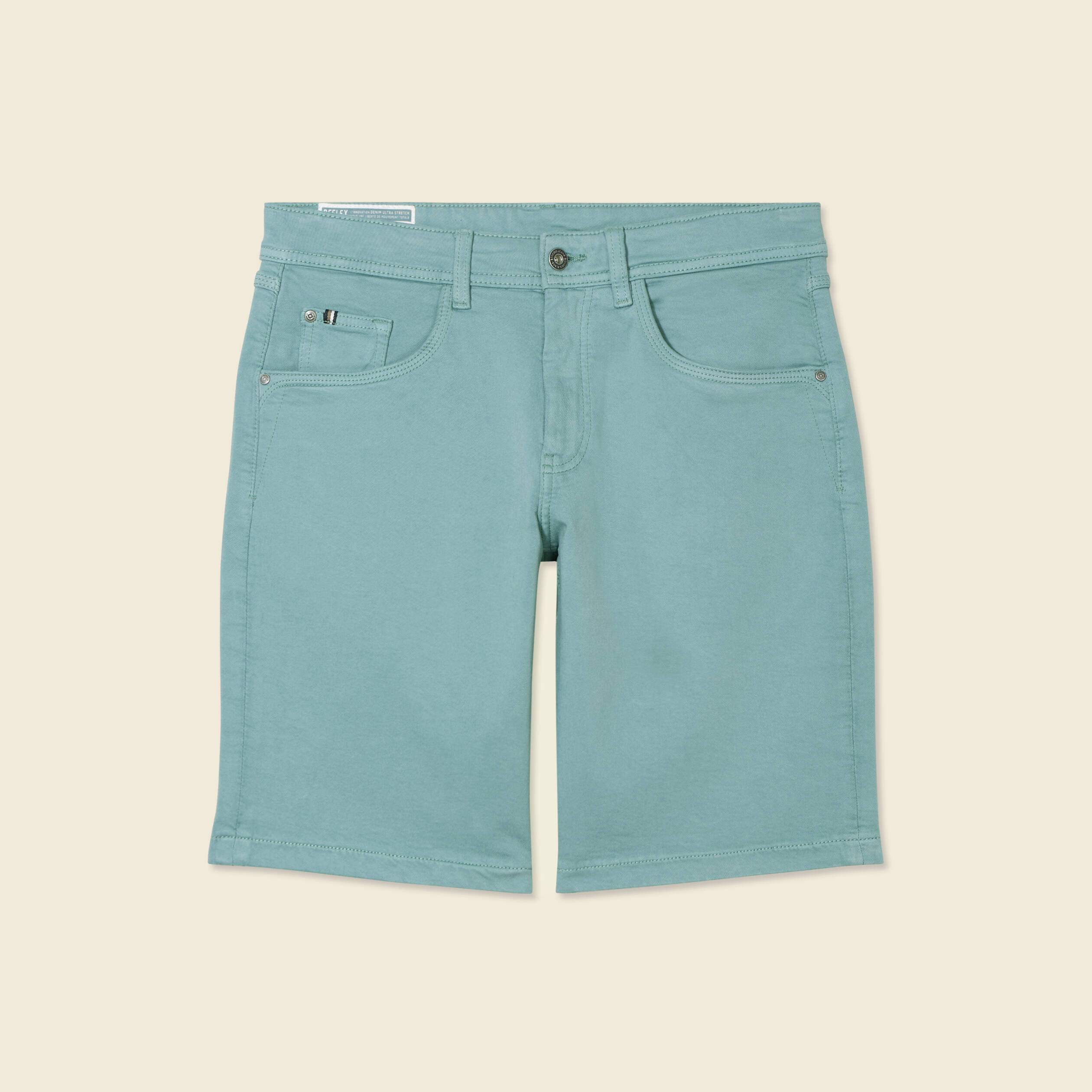 Bermuda droit 5 poches vert fonc&eacute; homme