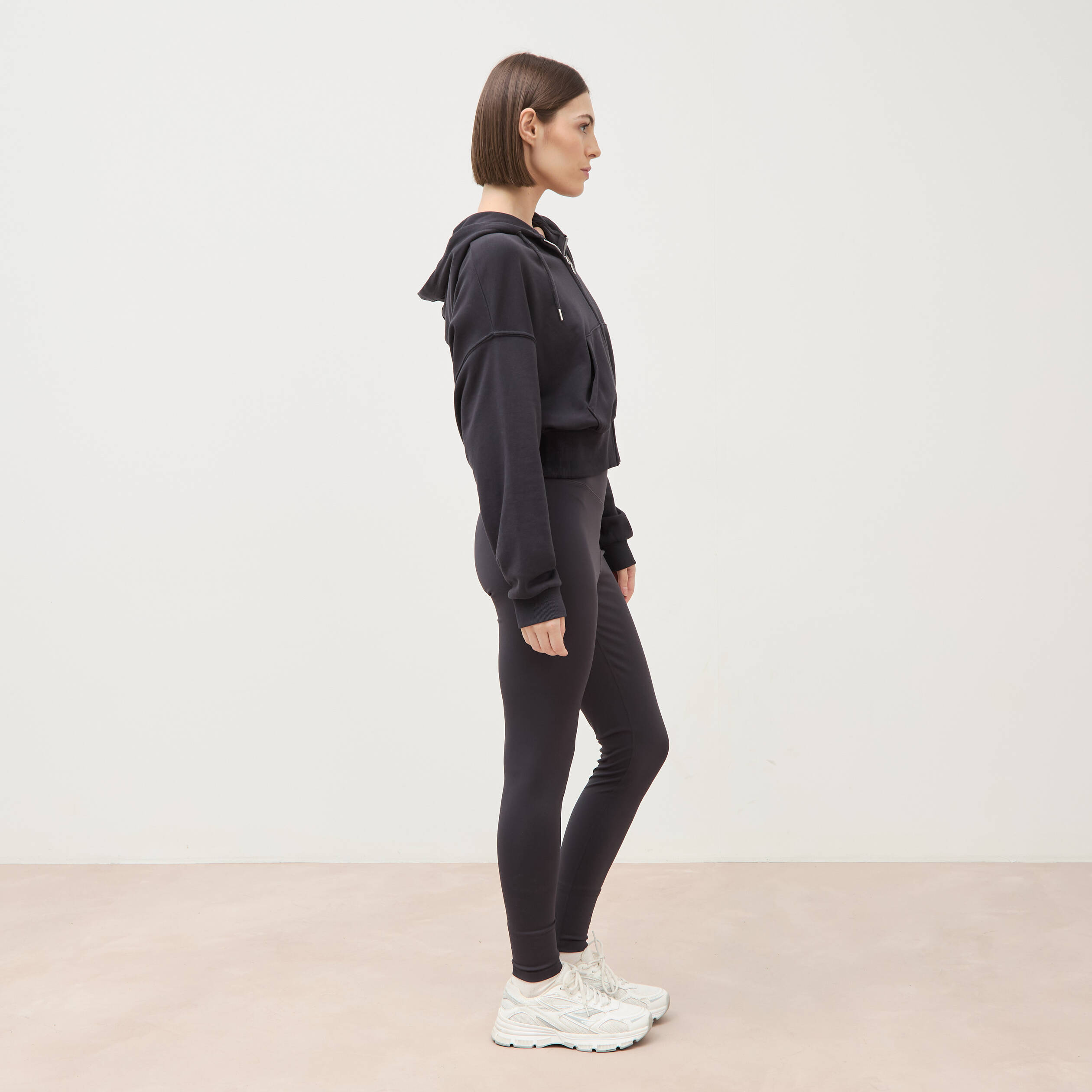 Sweat boyfriend &agrave; capuche gris fonc&eacute; femme