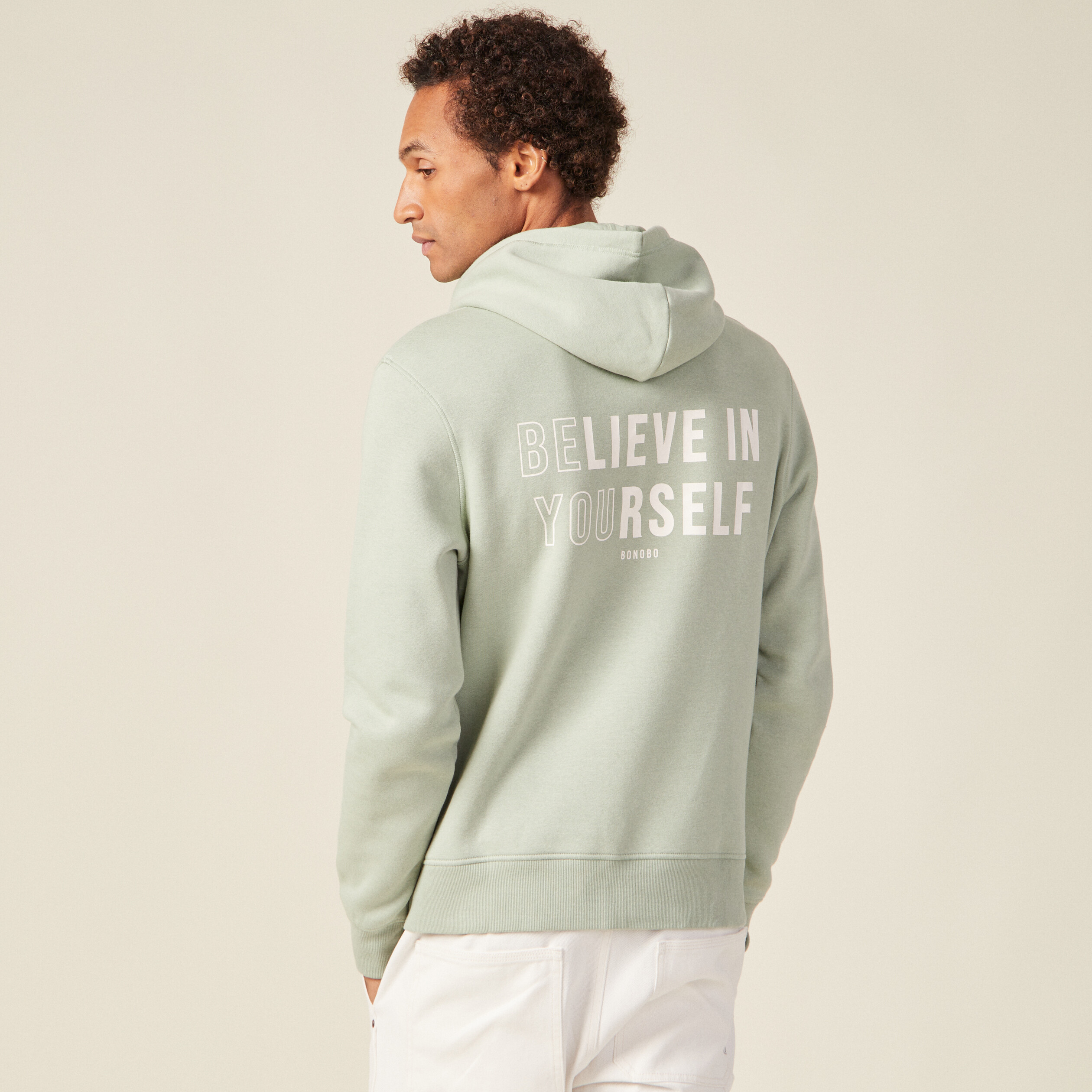 Sweat à capuche vert olive homme