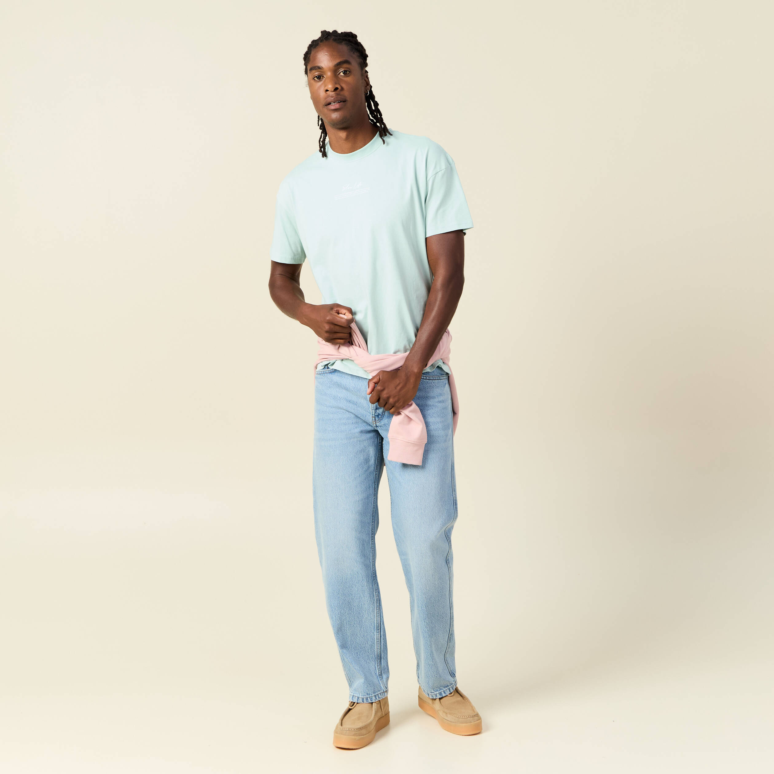 T-shirt manches courtes bleu gris homme