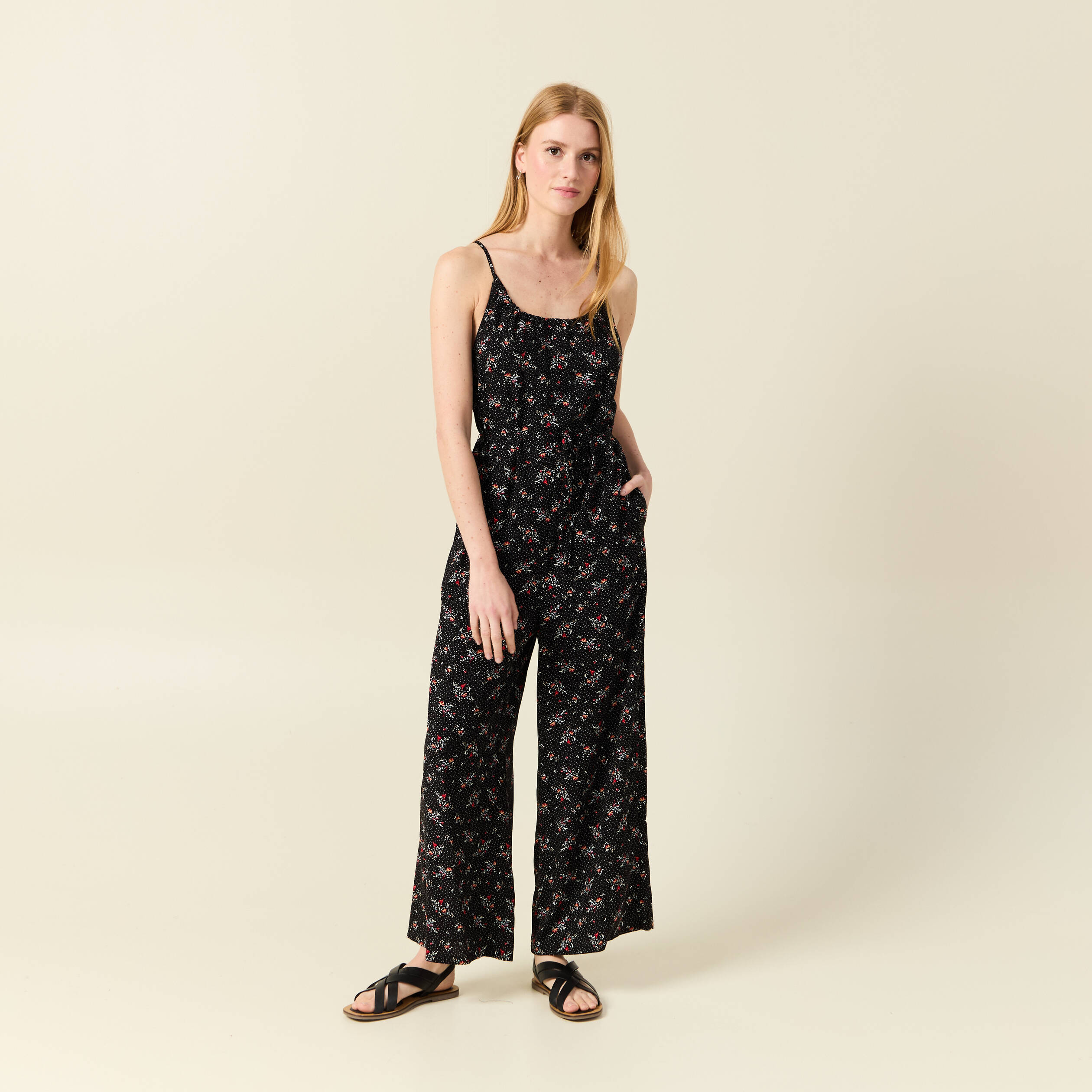 Pantalon bretelle femme noir sale