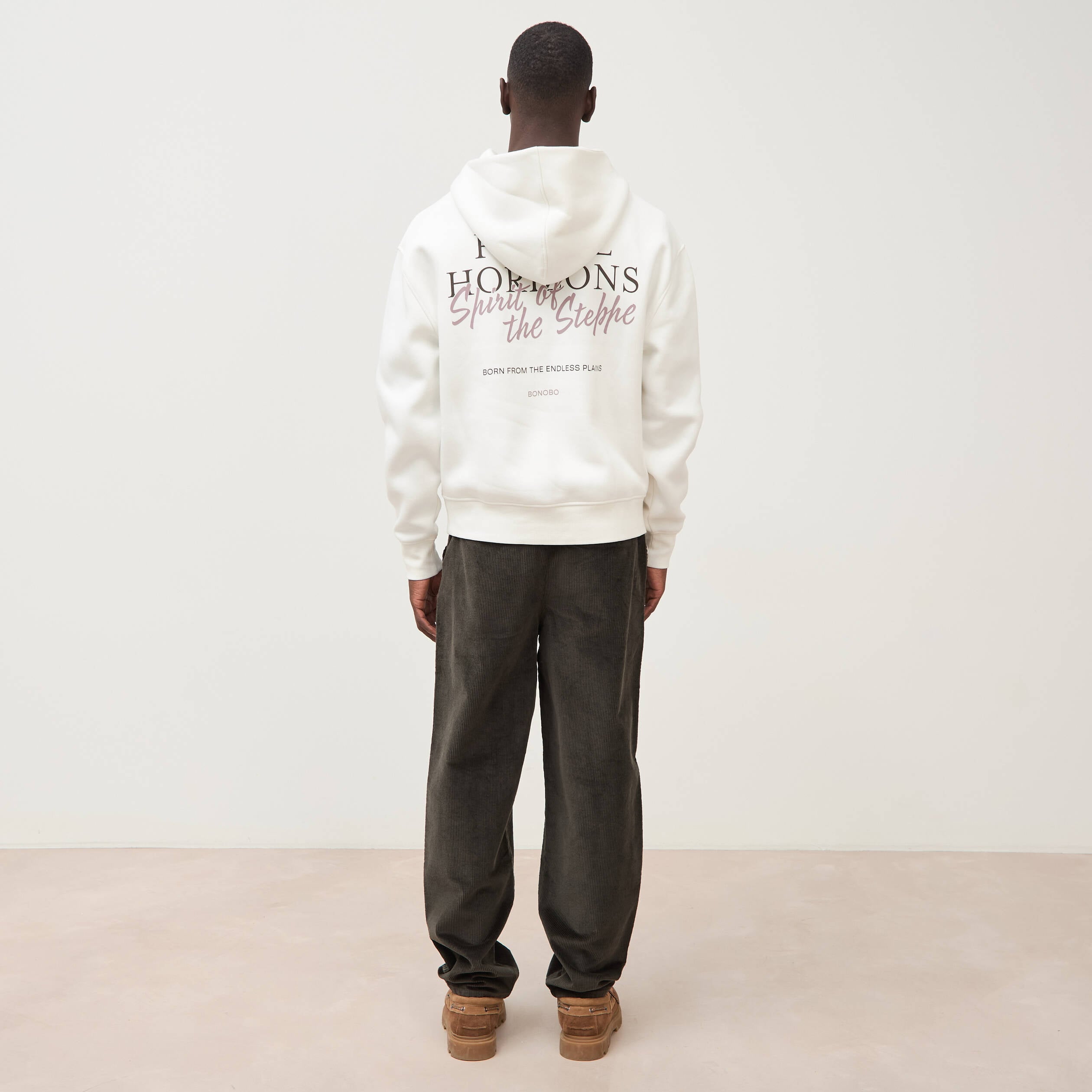 Sweat ample &agrave; capuche manches longues ecru homme