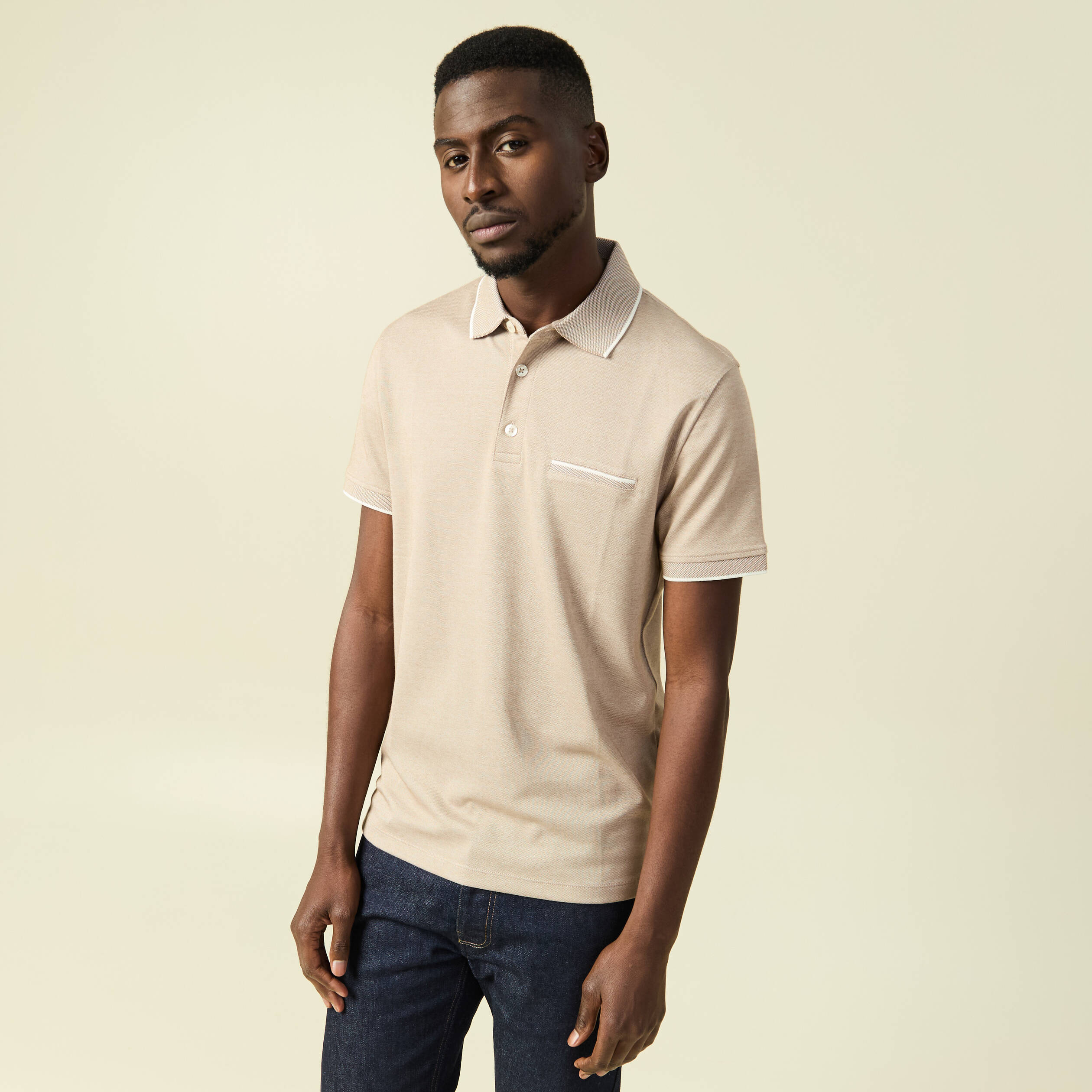 Polo manches courtes taupe homme