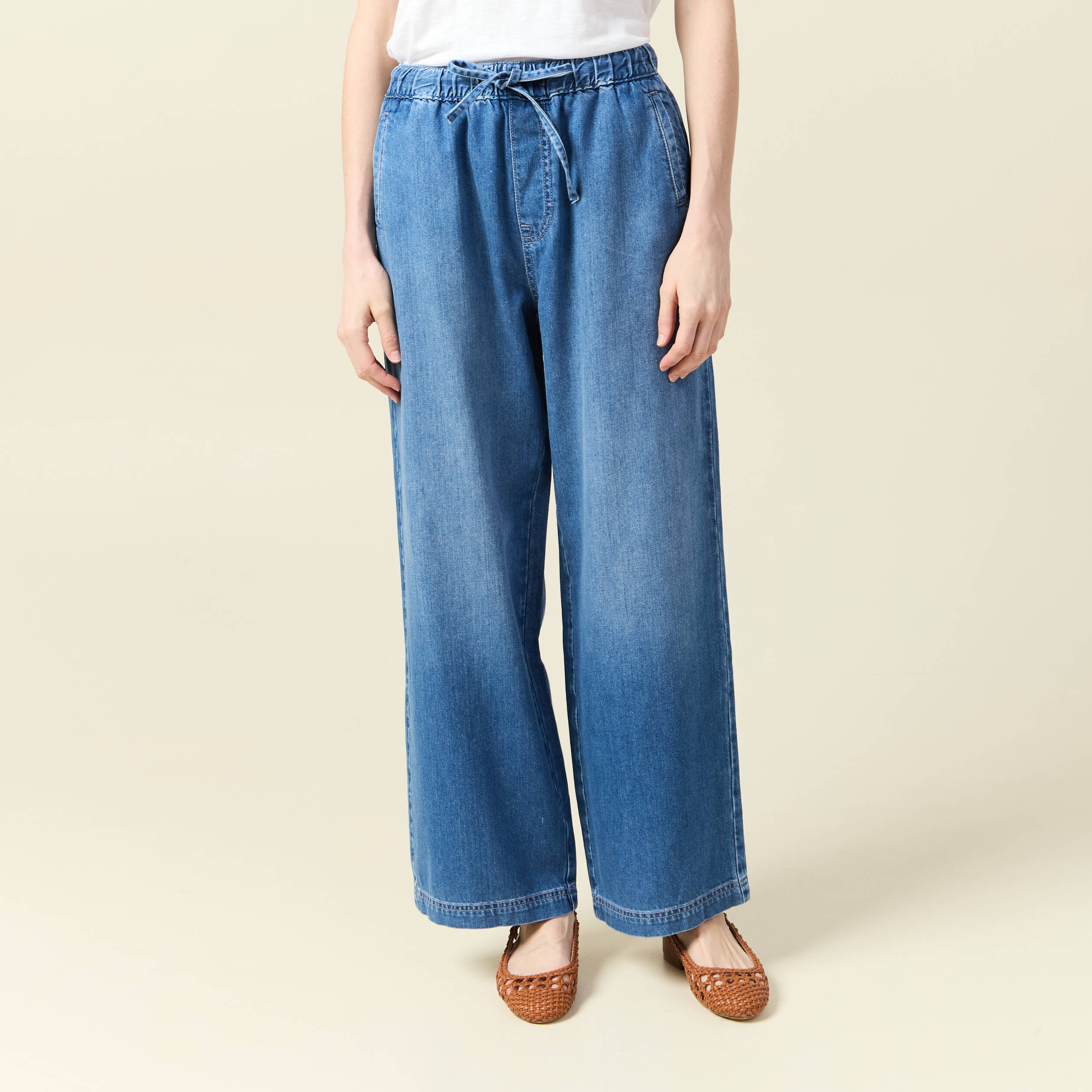 jeans jogging elastique denim used femme Jeans jogging élastiqué denim used femme