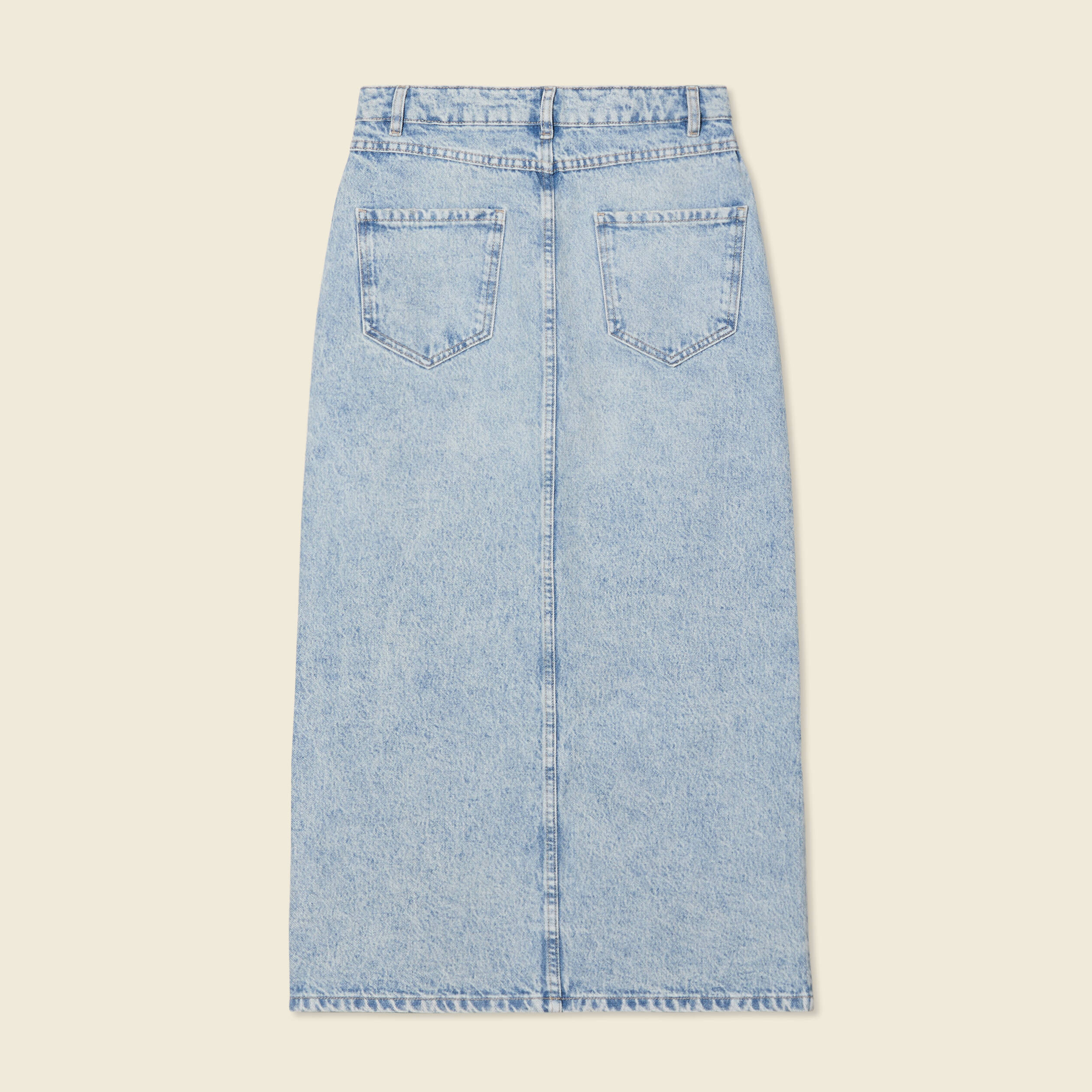 jupe midi droite en jean denim bleach femme Jupe midi droite en jean denim bleach femme