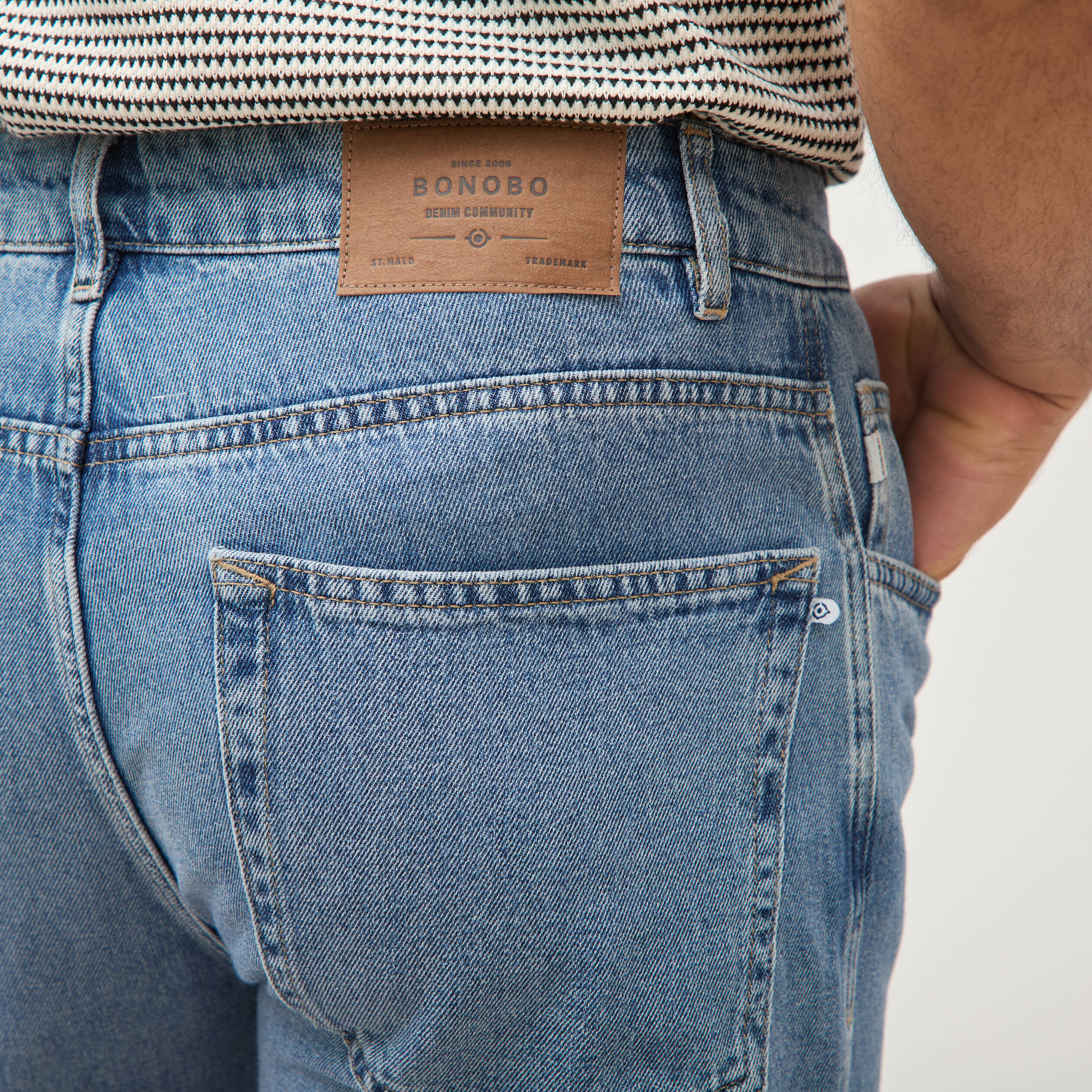 Jeans regular longueur 32 denim bleach homme
