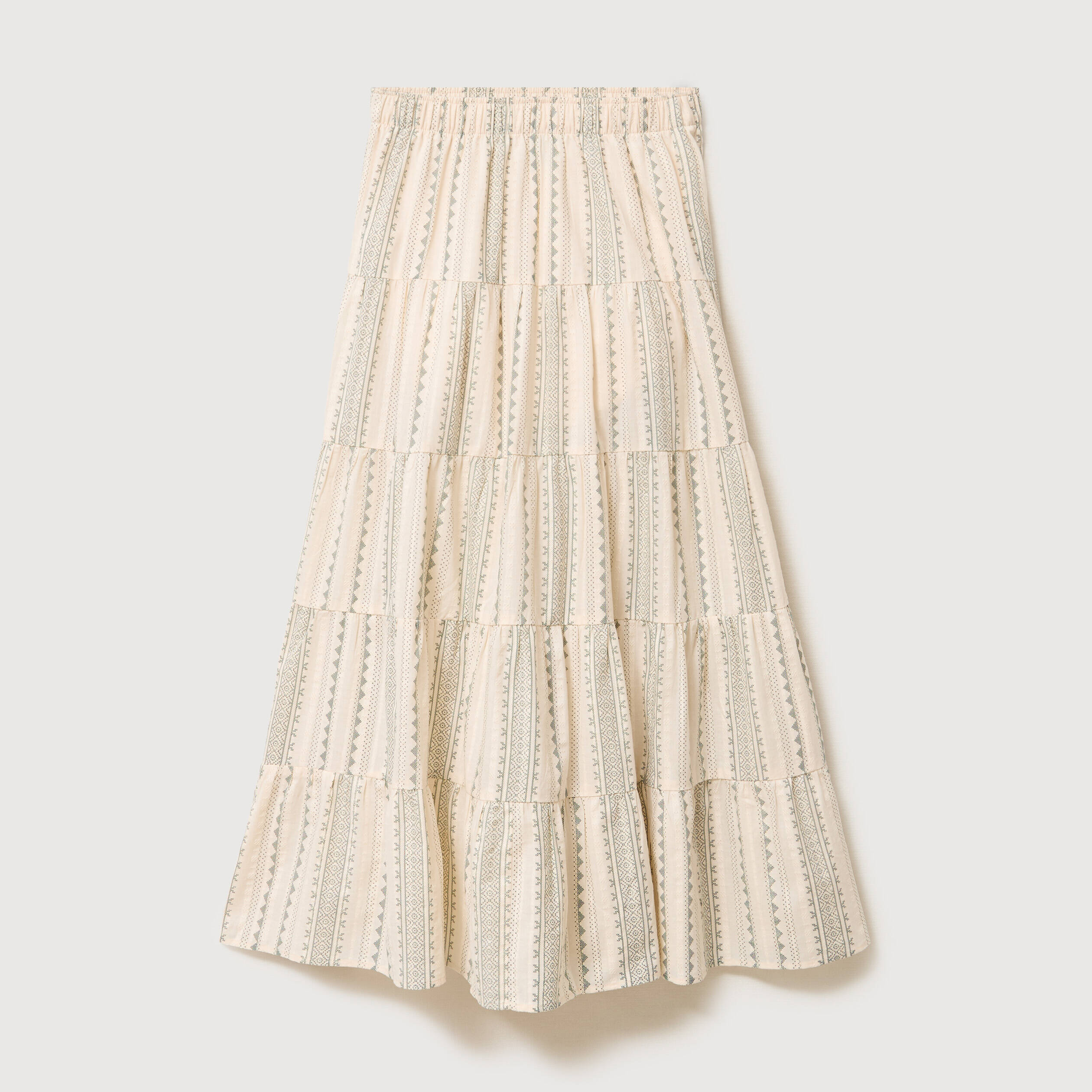 Jupe longue &eacute;vas&eacute;e doubl&eacute;e en coton vert clair femme
