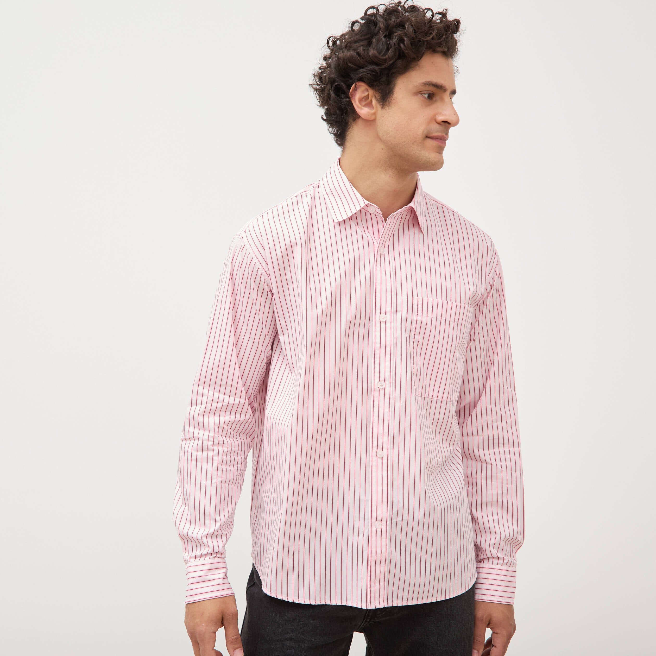 Chemise boyfriend en coton rose homme