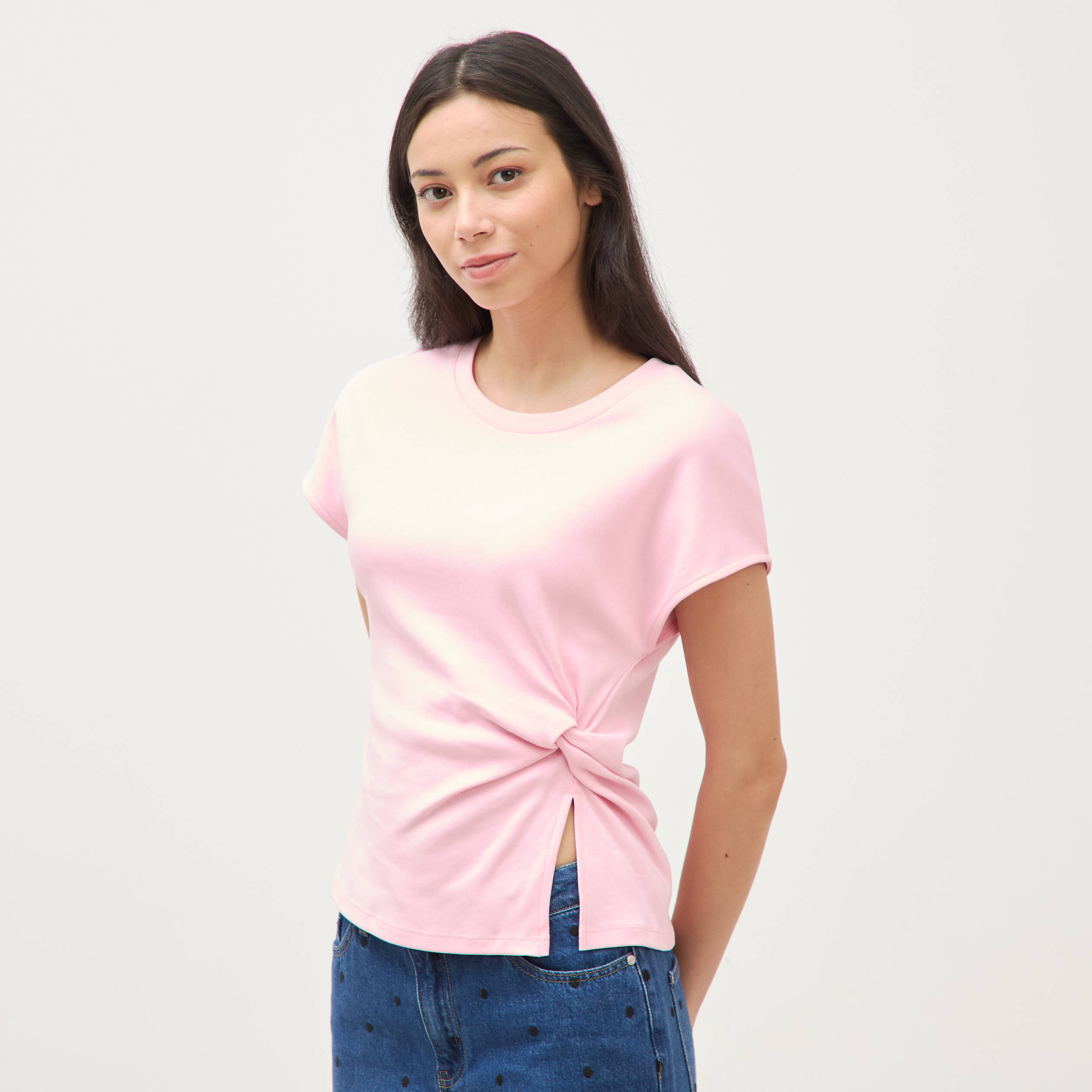 T-shirt en coton rose clair femme
