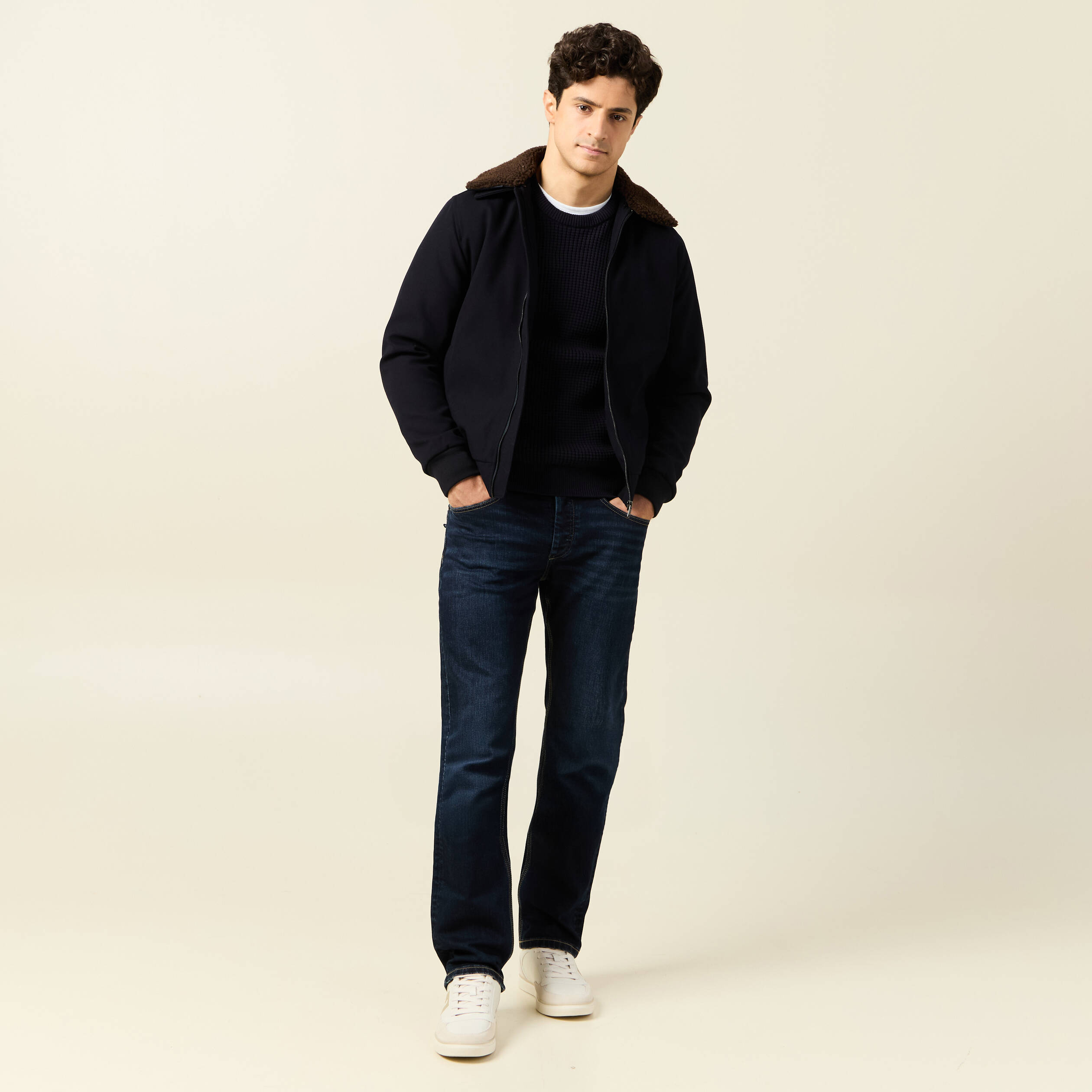 Jeans regular longueur 34 denim brut homme