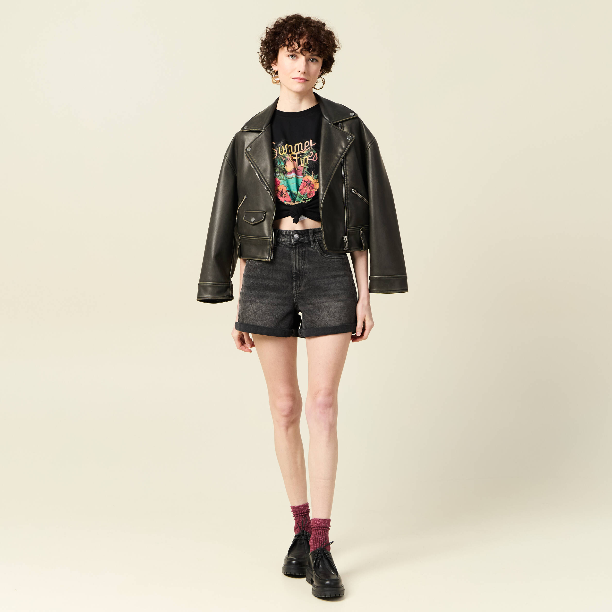 T-shirt manches courtes noir femme