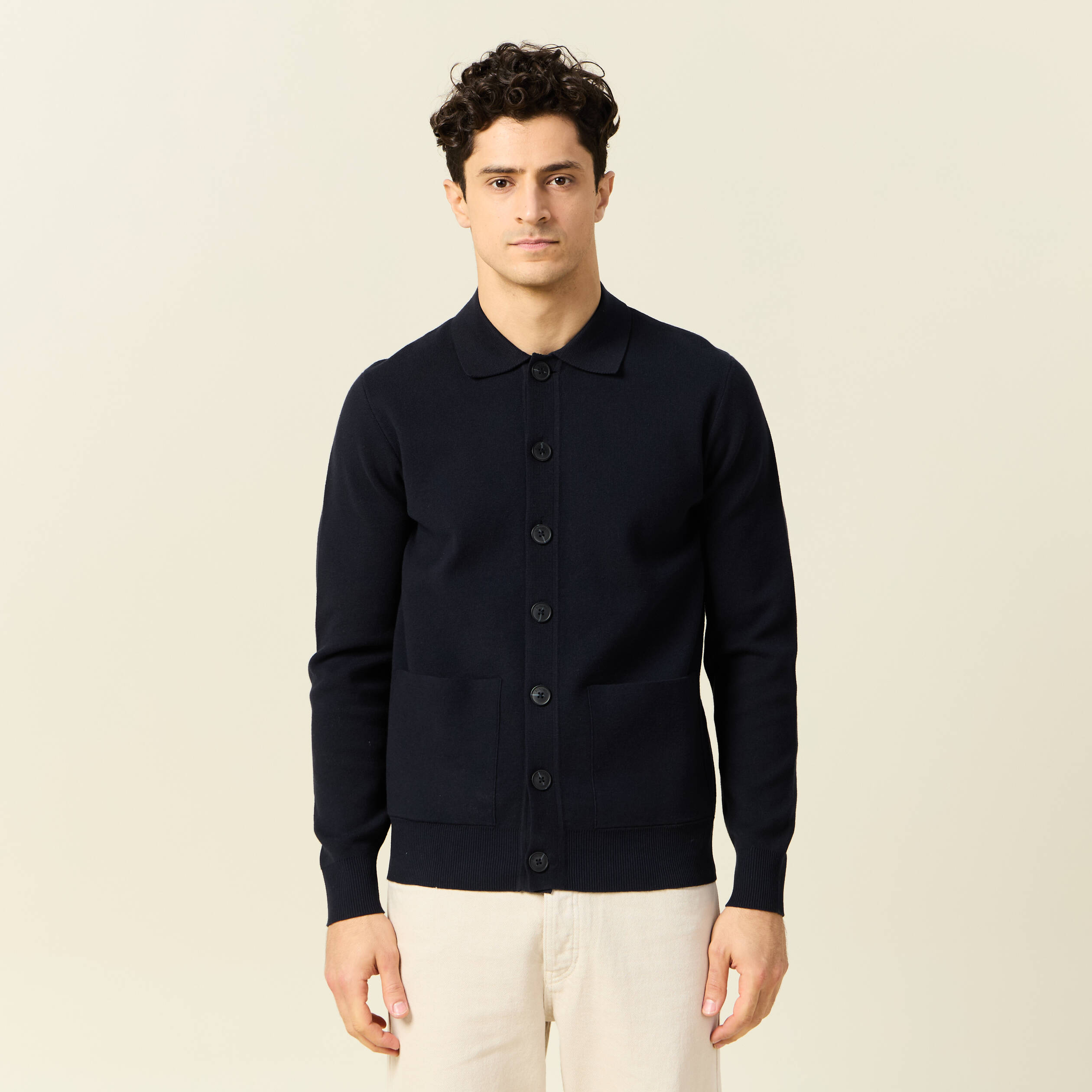 Gilet manches longues bleu marine homme