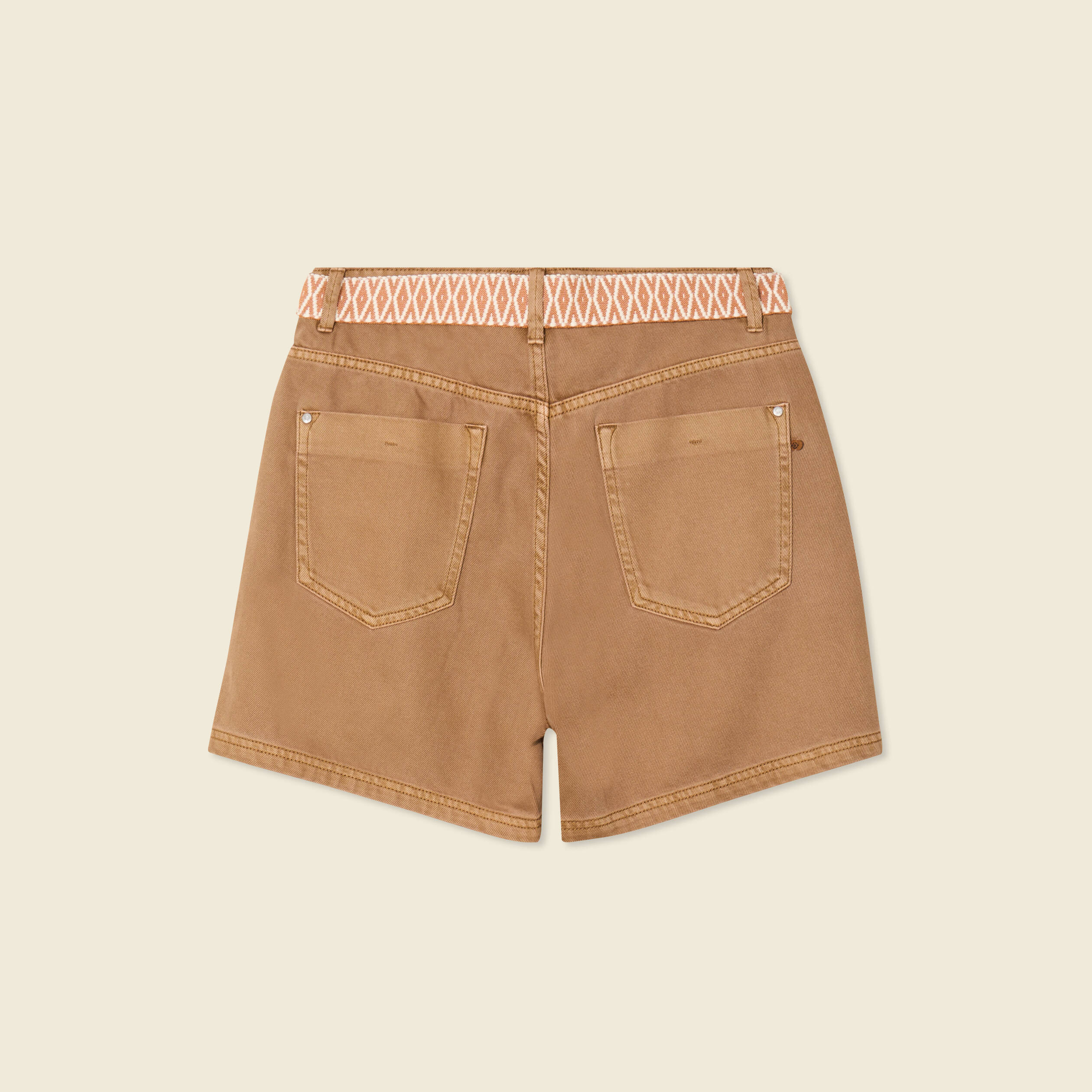 Short boyfriend ceintur&eacute; jean vert kaki femme