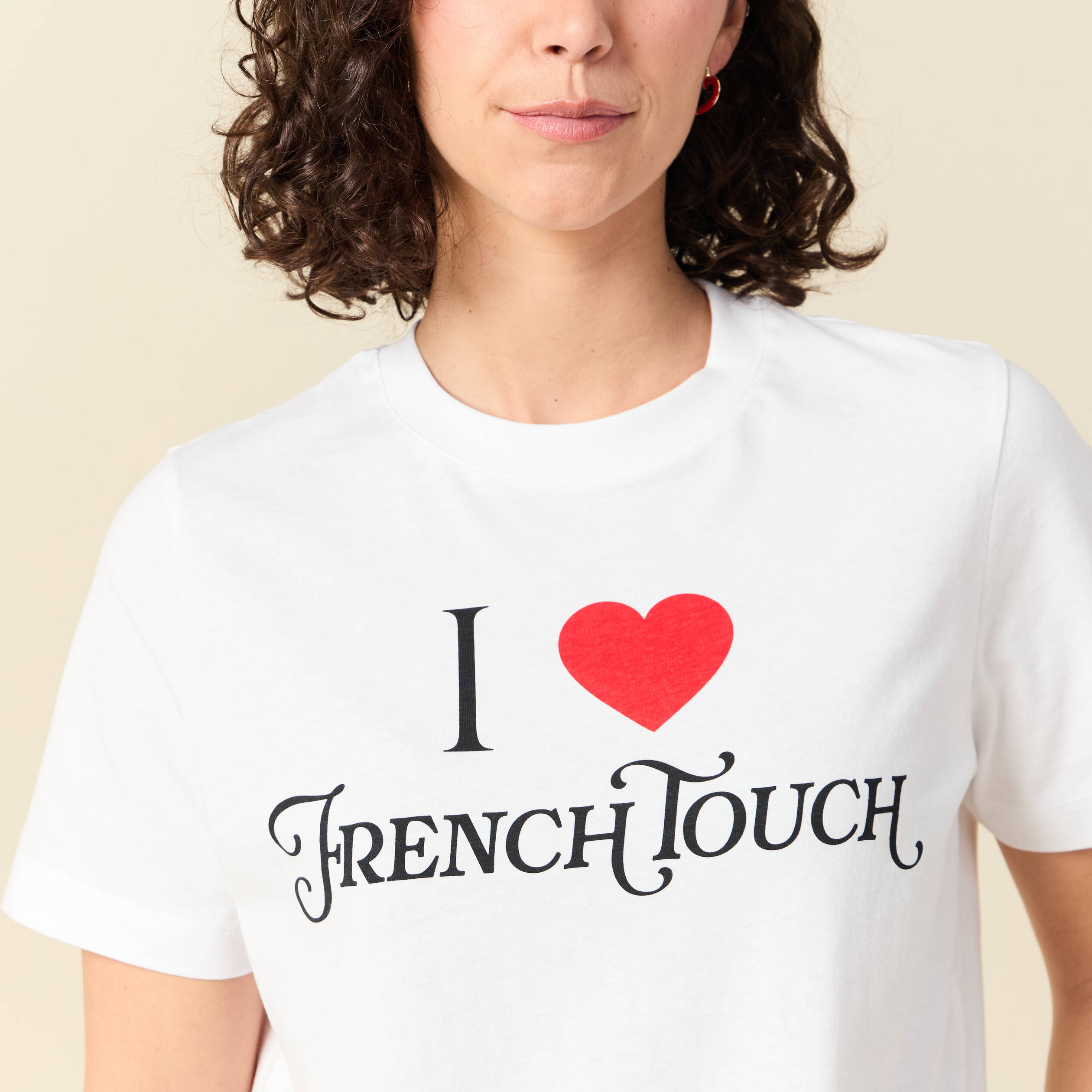 T-shirt oversize col rond en coton blanc femme
