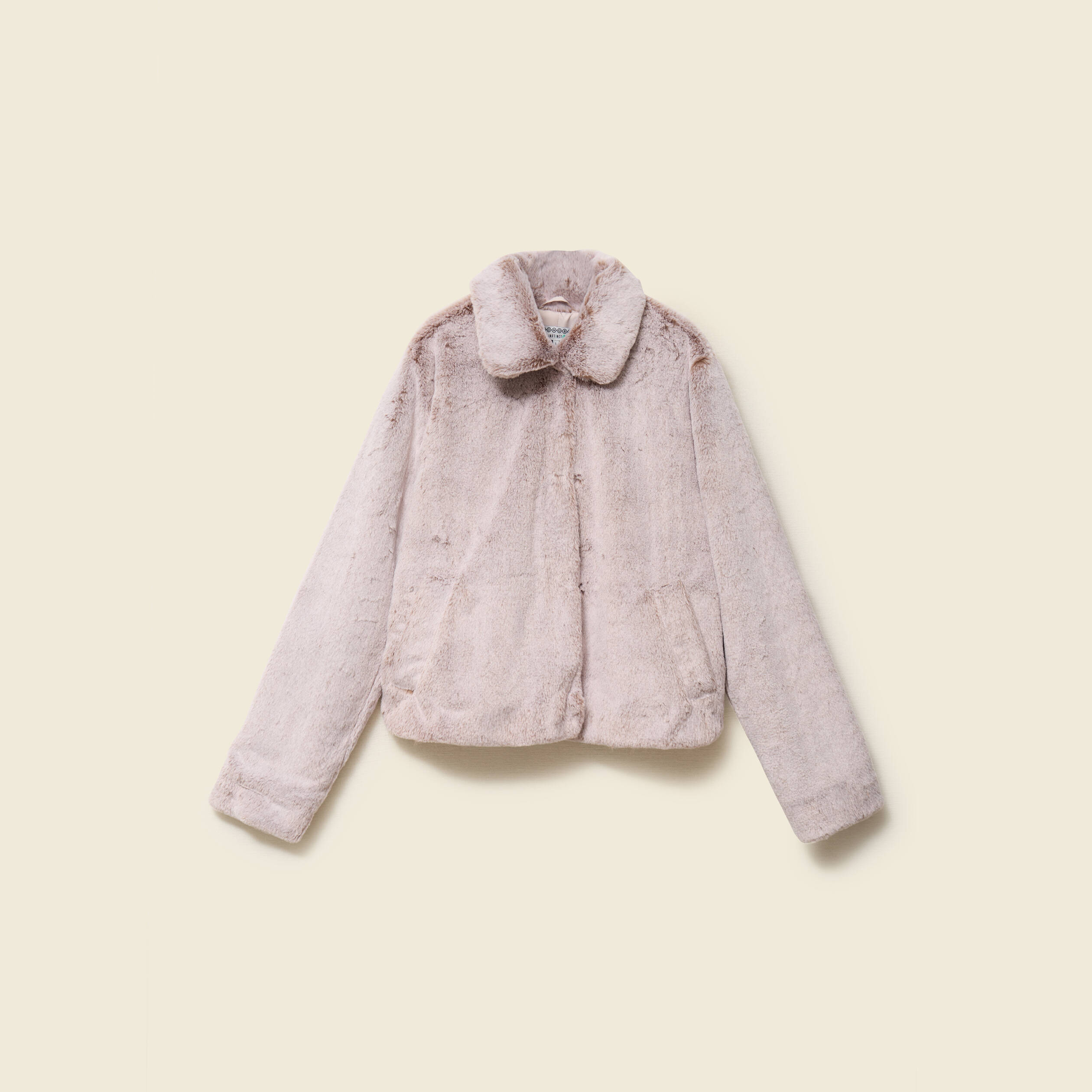 Manteau droit court col classique beige femme