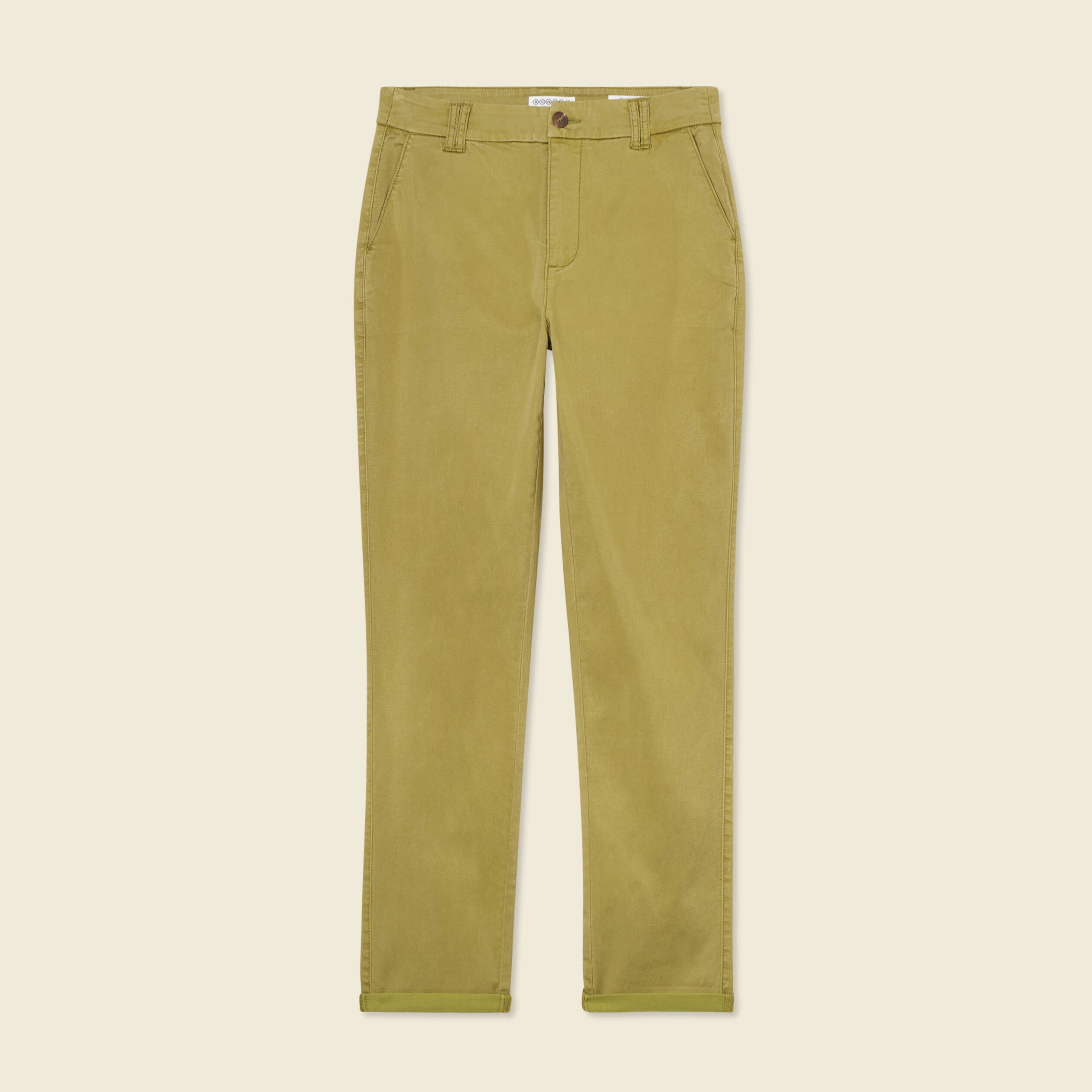 Pantalon chino cigarette vert olive femme