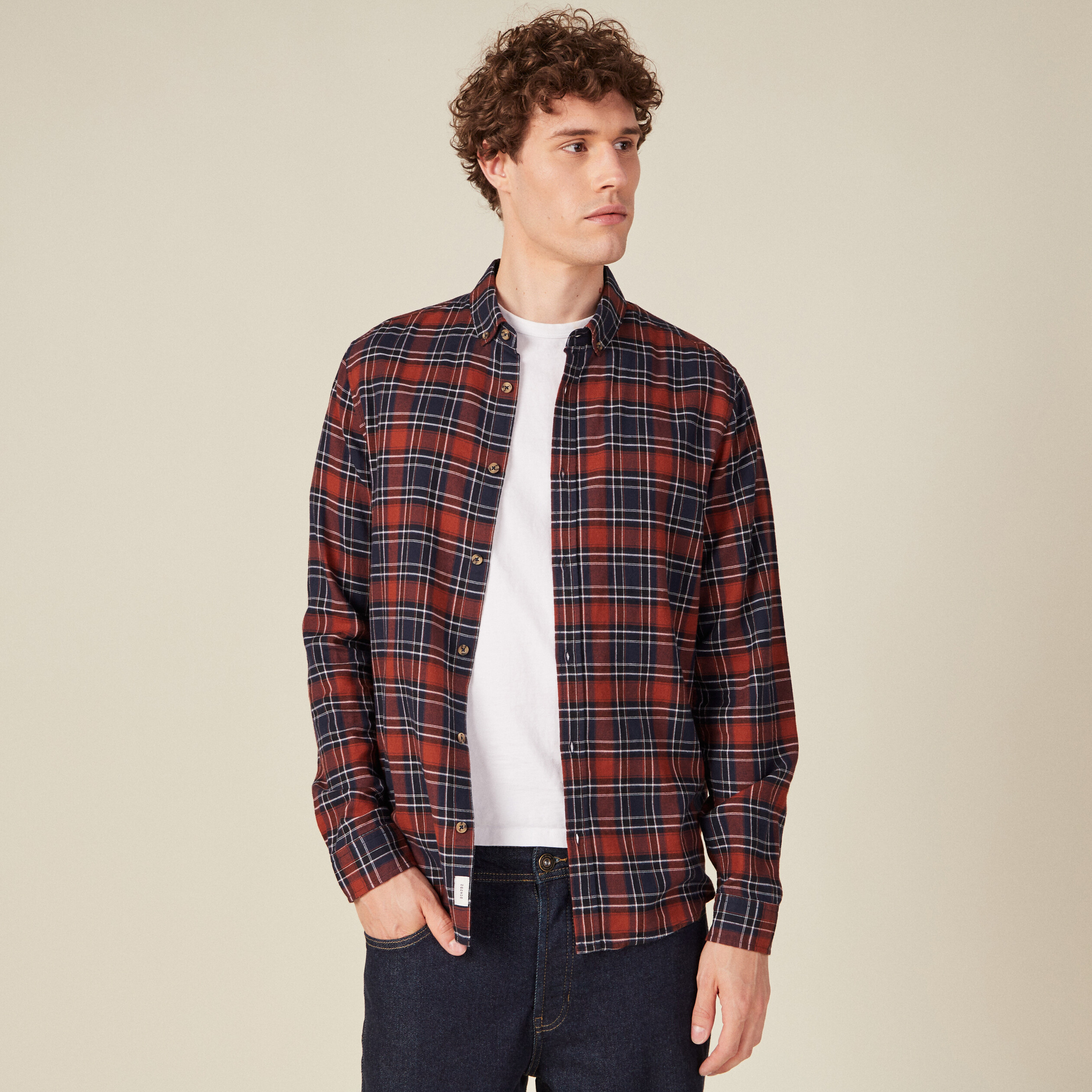 Chemise éco-responsable marron cognac homme