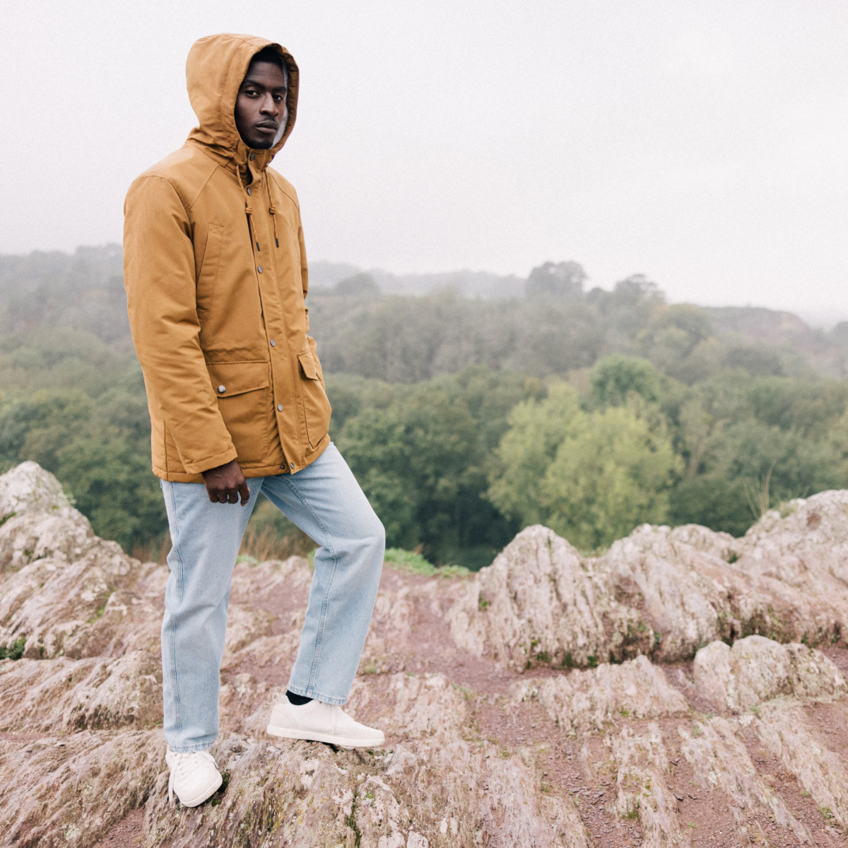 parka droite a capuche doublee marron homme Parka droite à capuche doublée marron homme