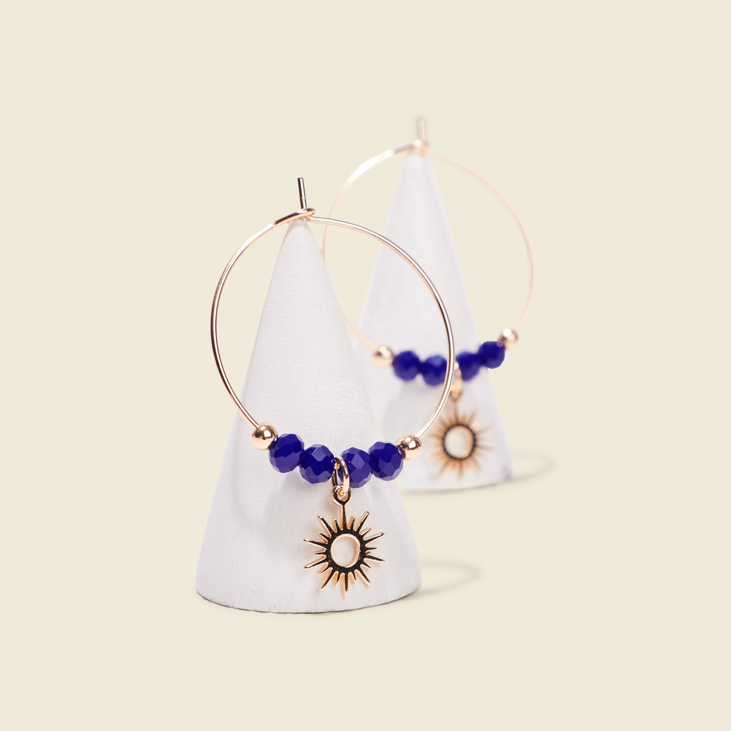 Boucles d'oreilles créoles bleu marine femme