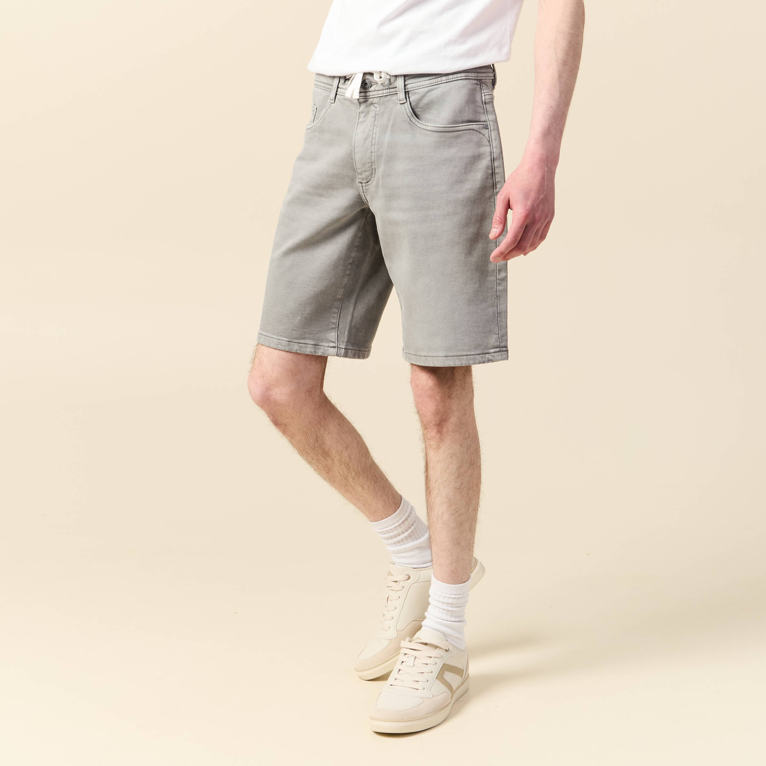 Bermuda en jeans denim gris homme