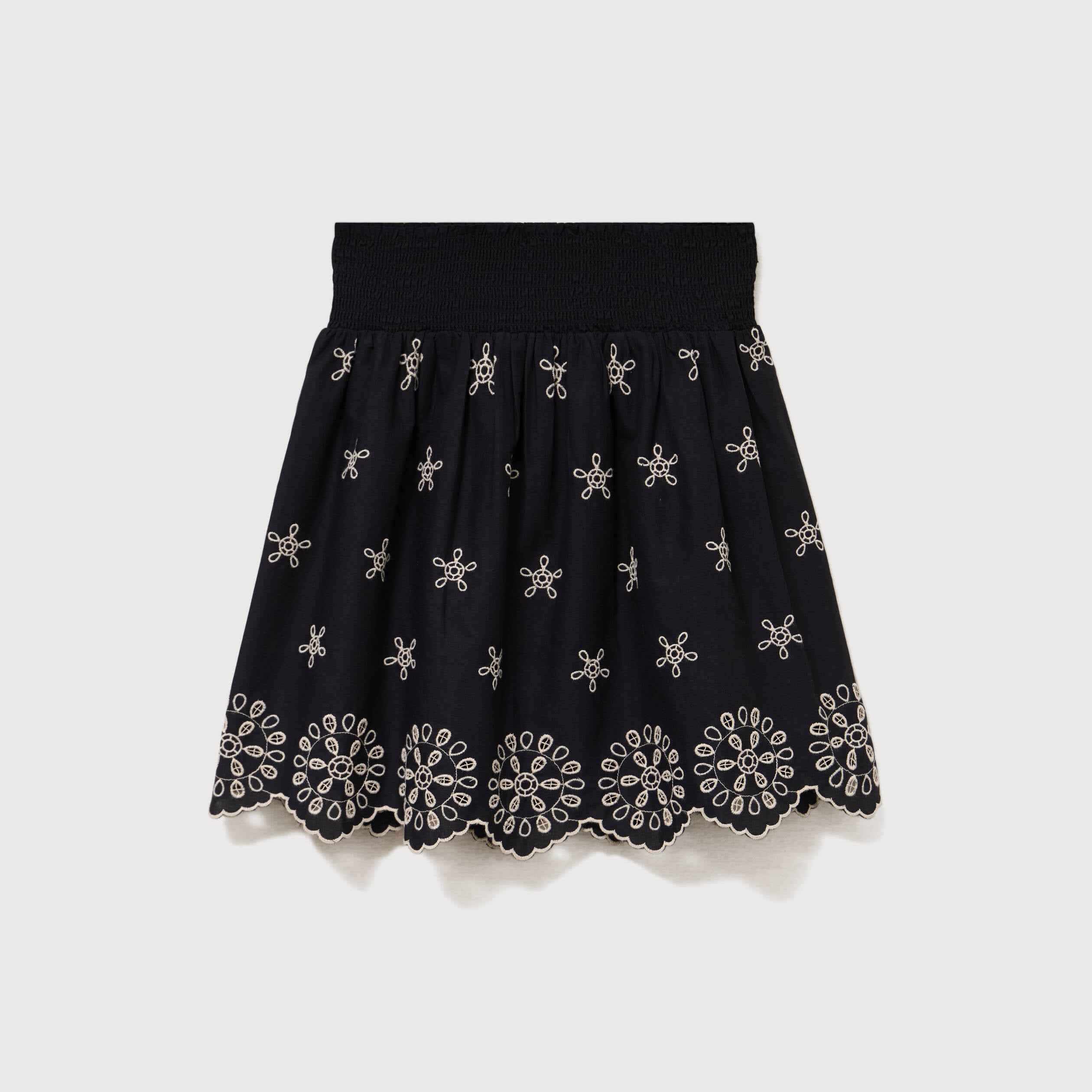 Jupe taille haute doubl&eacute;e en coton noir femme